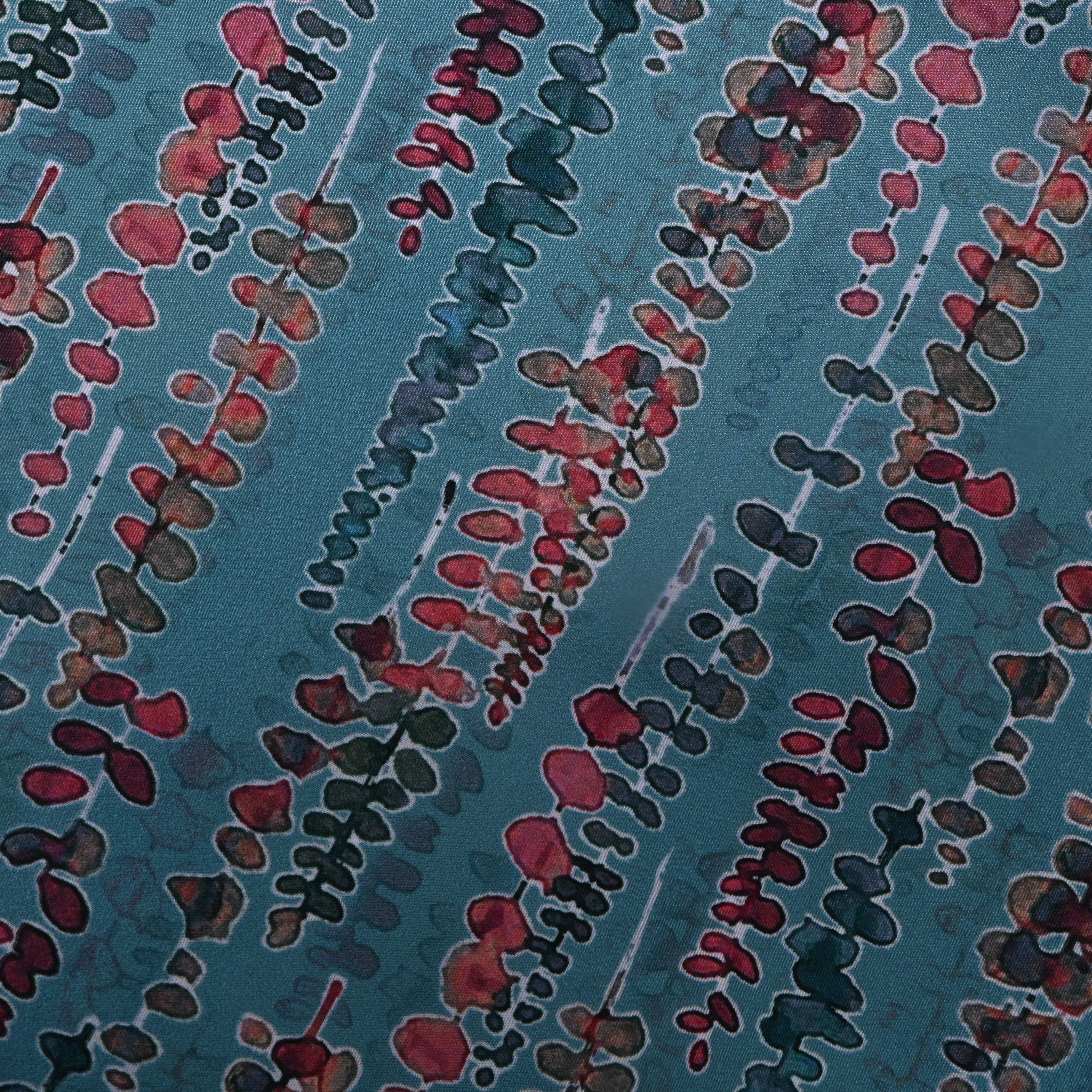 Steel Blue Floral Printed Silk Fabric