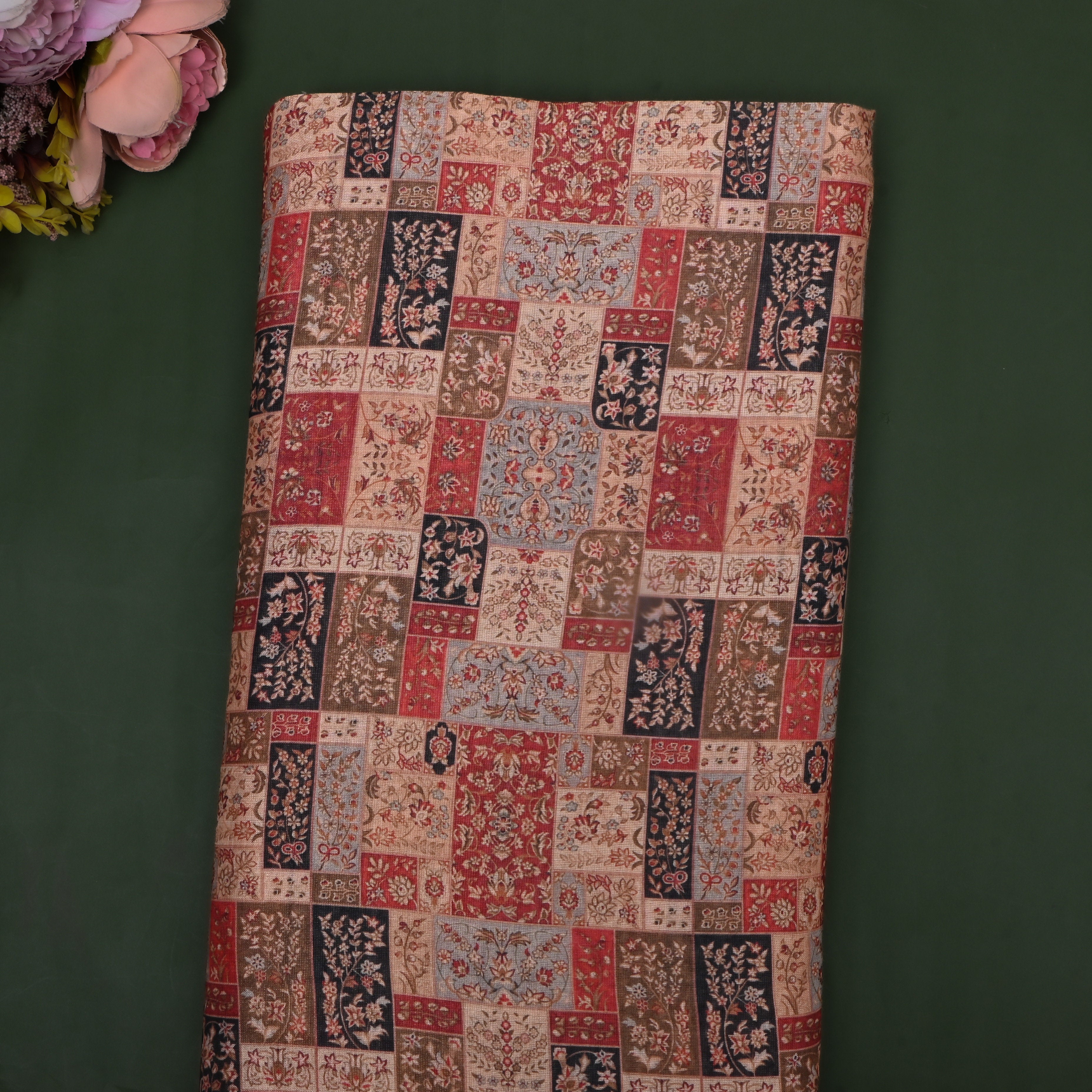 Multicolour Geometric Printed Tissue Fabric