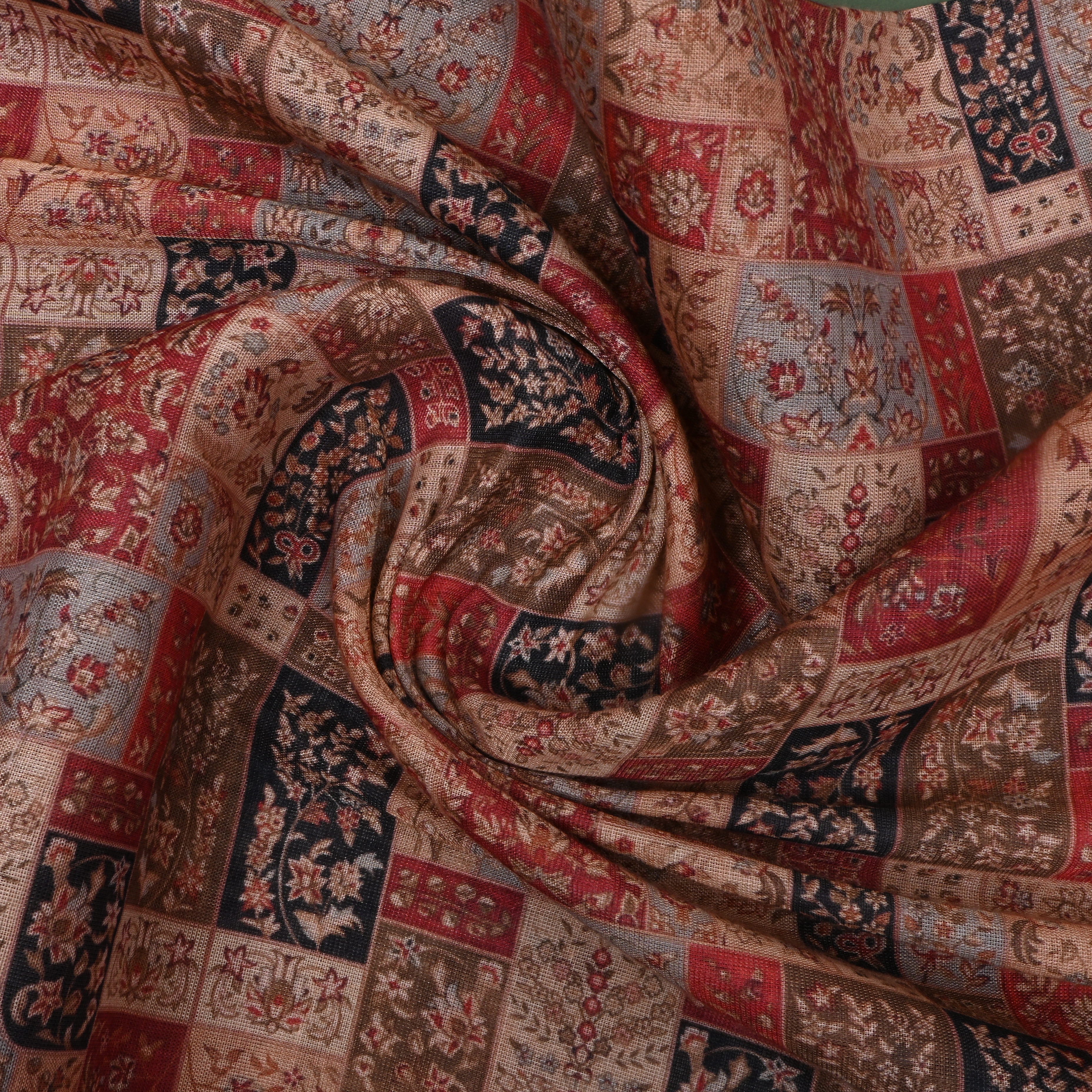 Multicolour Geometric Printed Tissue Fabric