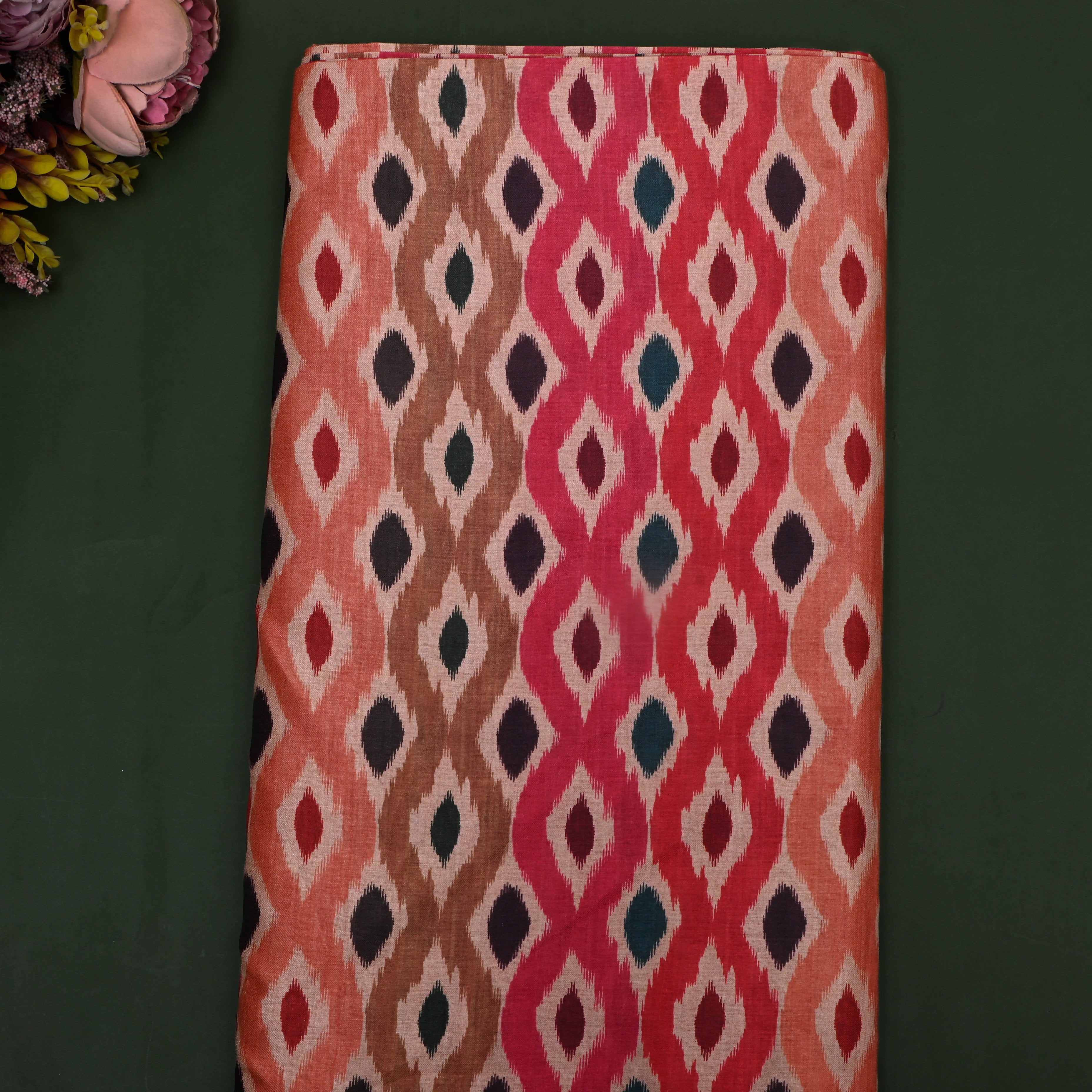 Multicolour Digital Printed Tussar Fabric