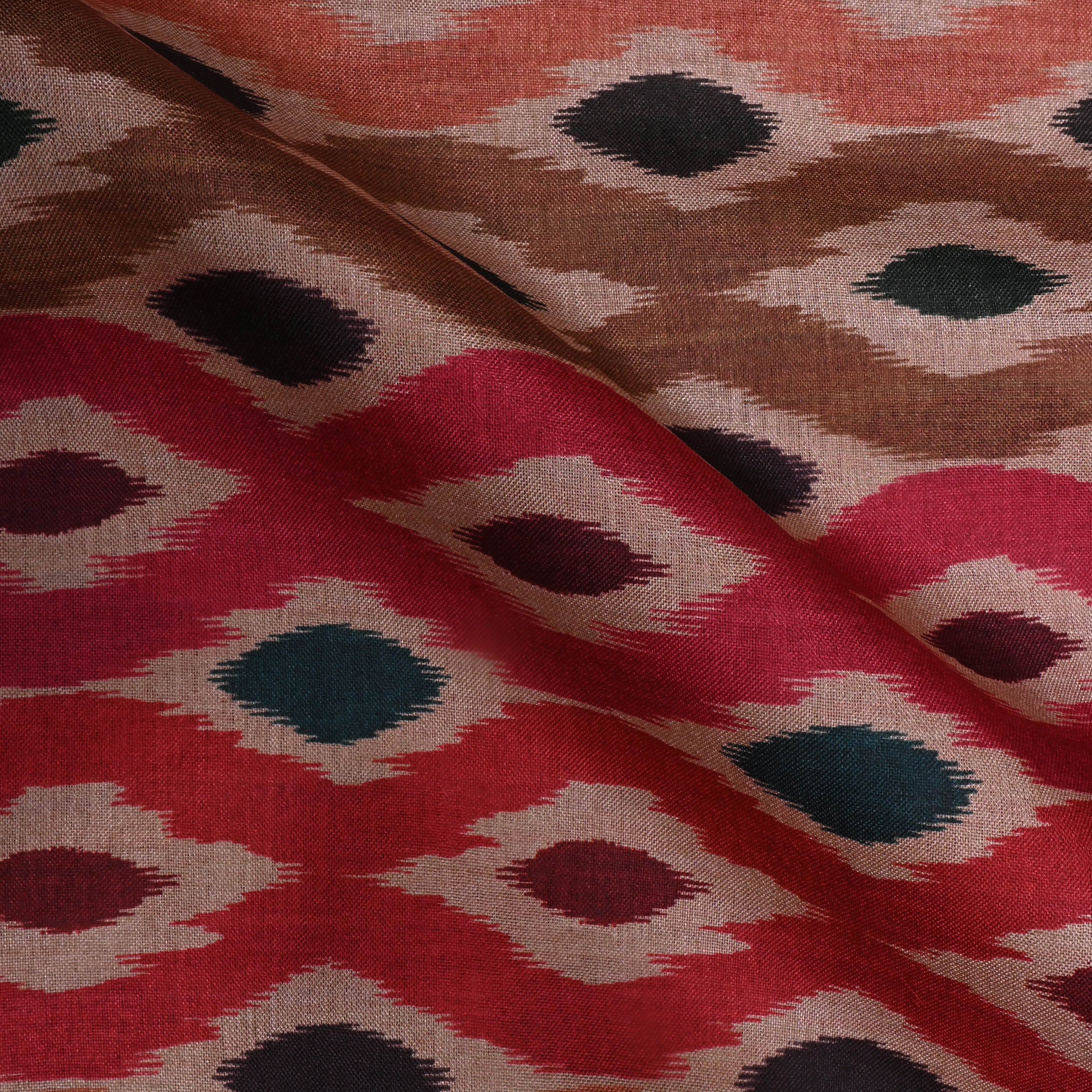 Multicolour Digital Printed Tussar Fabric