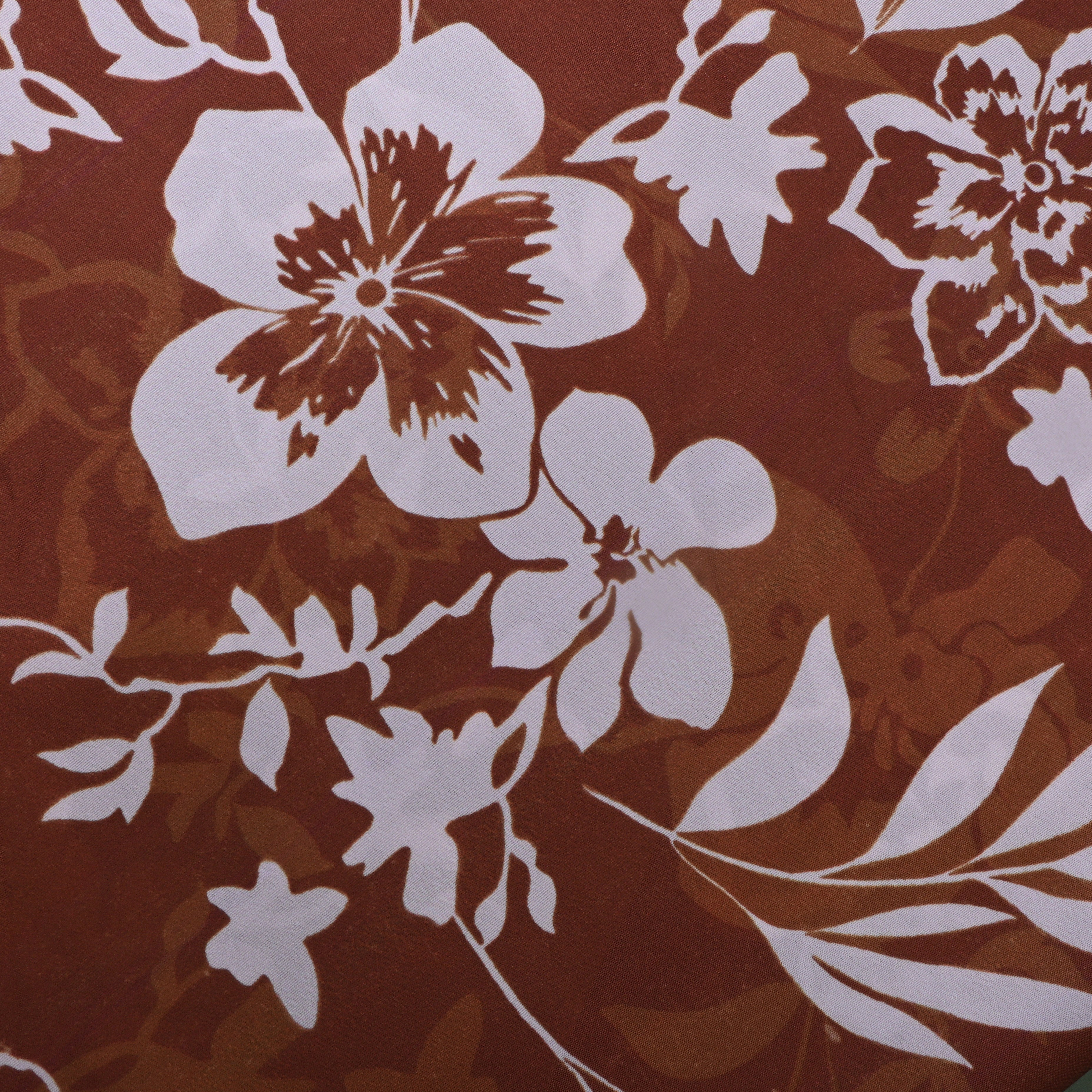 Brown Floral Printed Silk Fabric