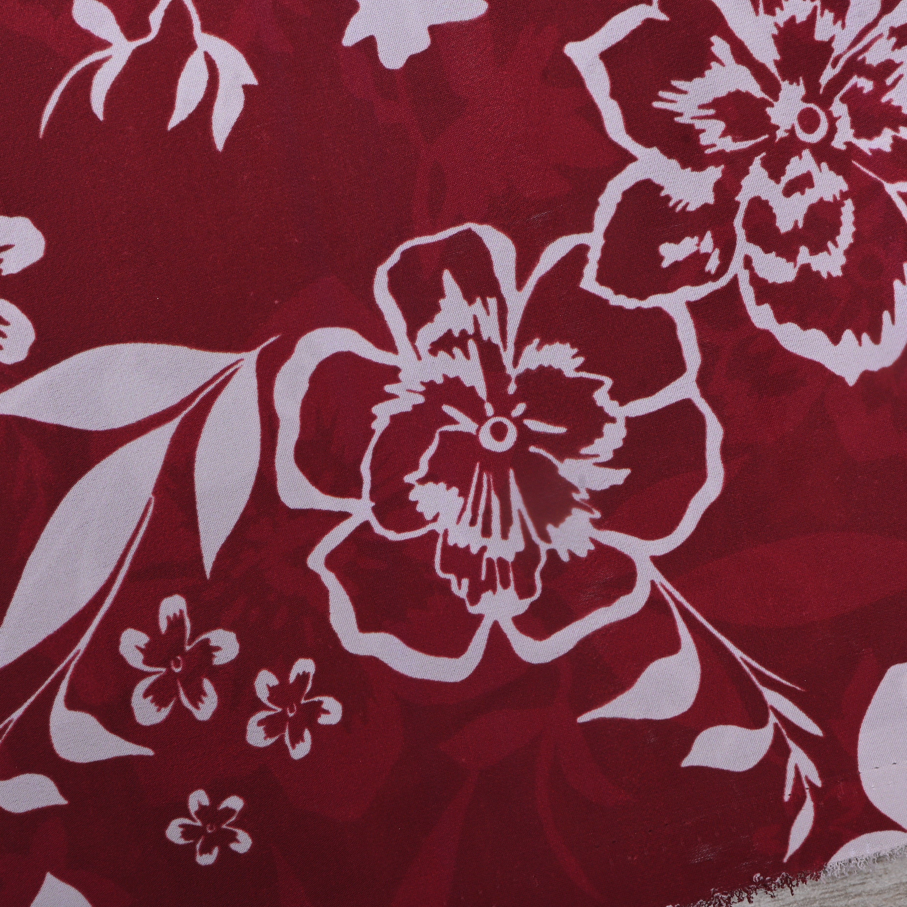 Maroon Floral Printed Silk Fabric