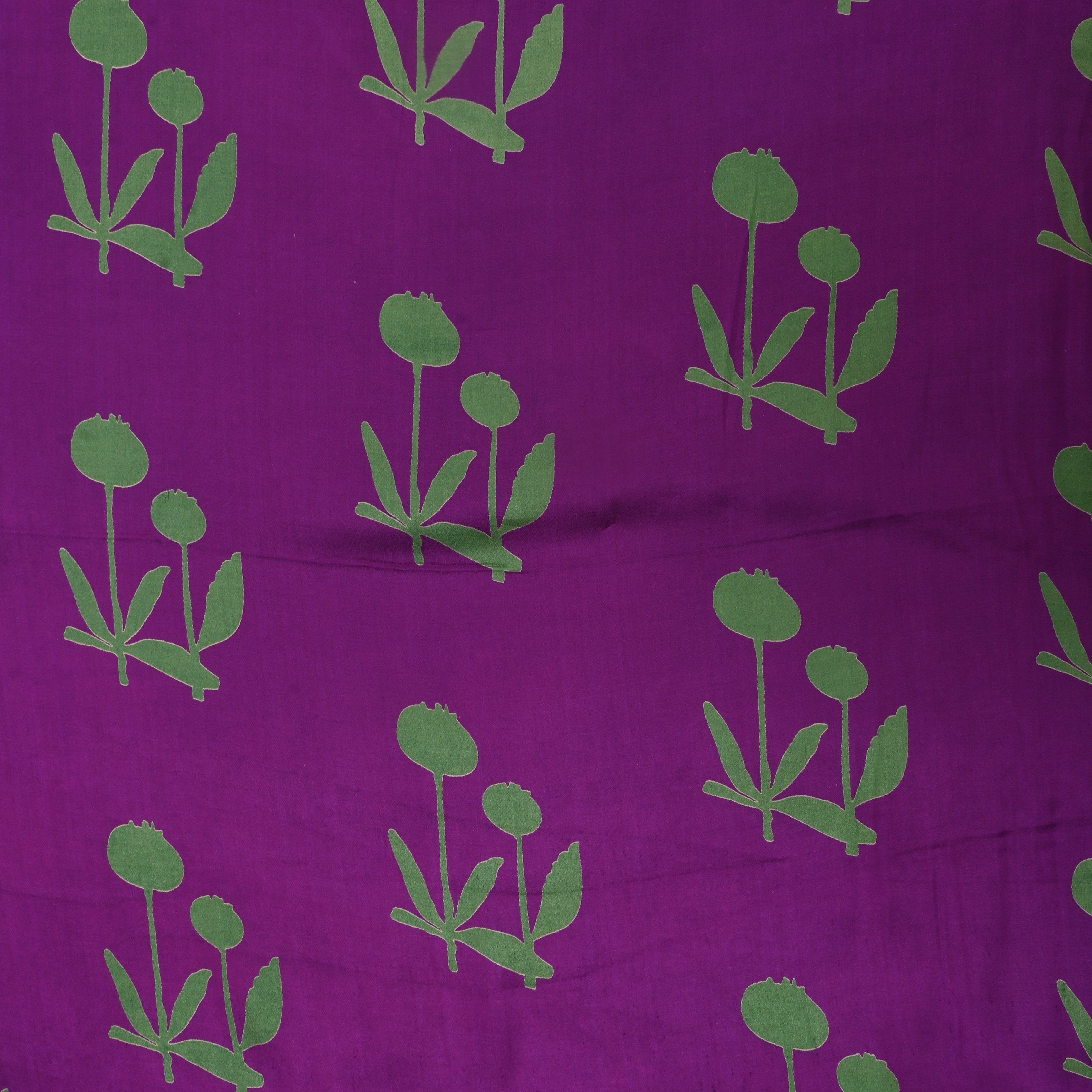 Violet Floral Printed Satin Fabric
