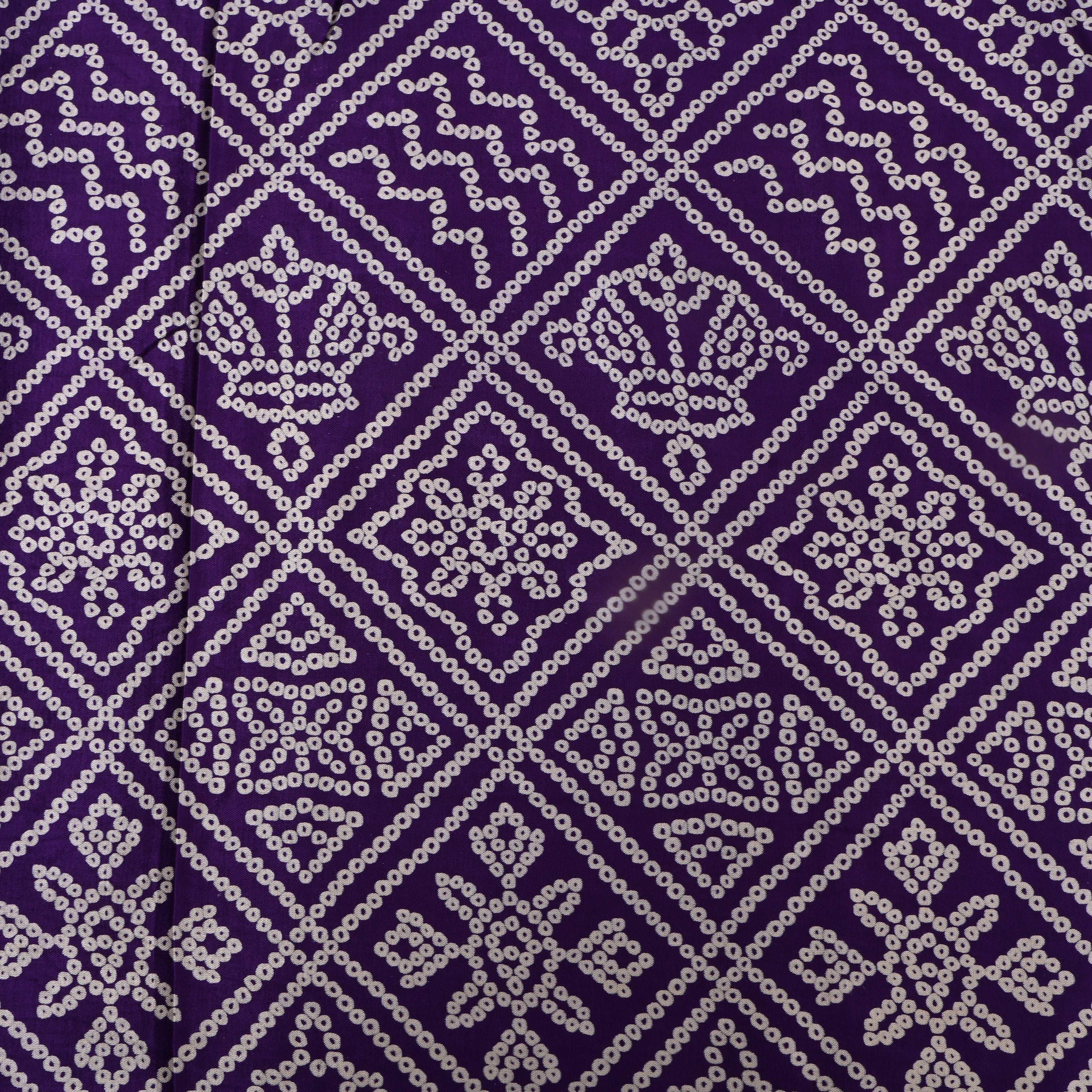 Classic Violet Bandhani Print On Satin Fabric