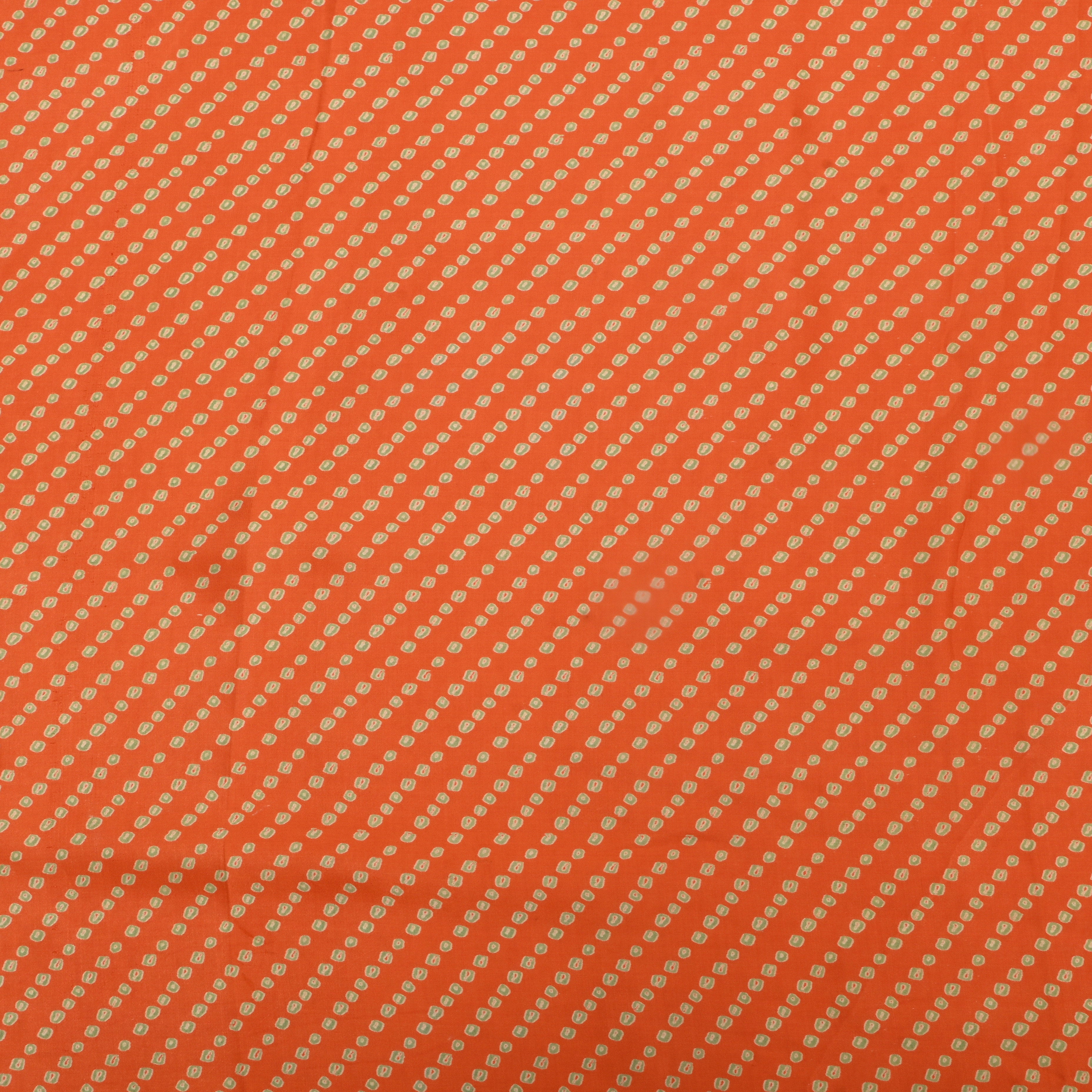 Orange Bandhani Printed Satin Fabric