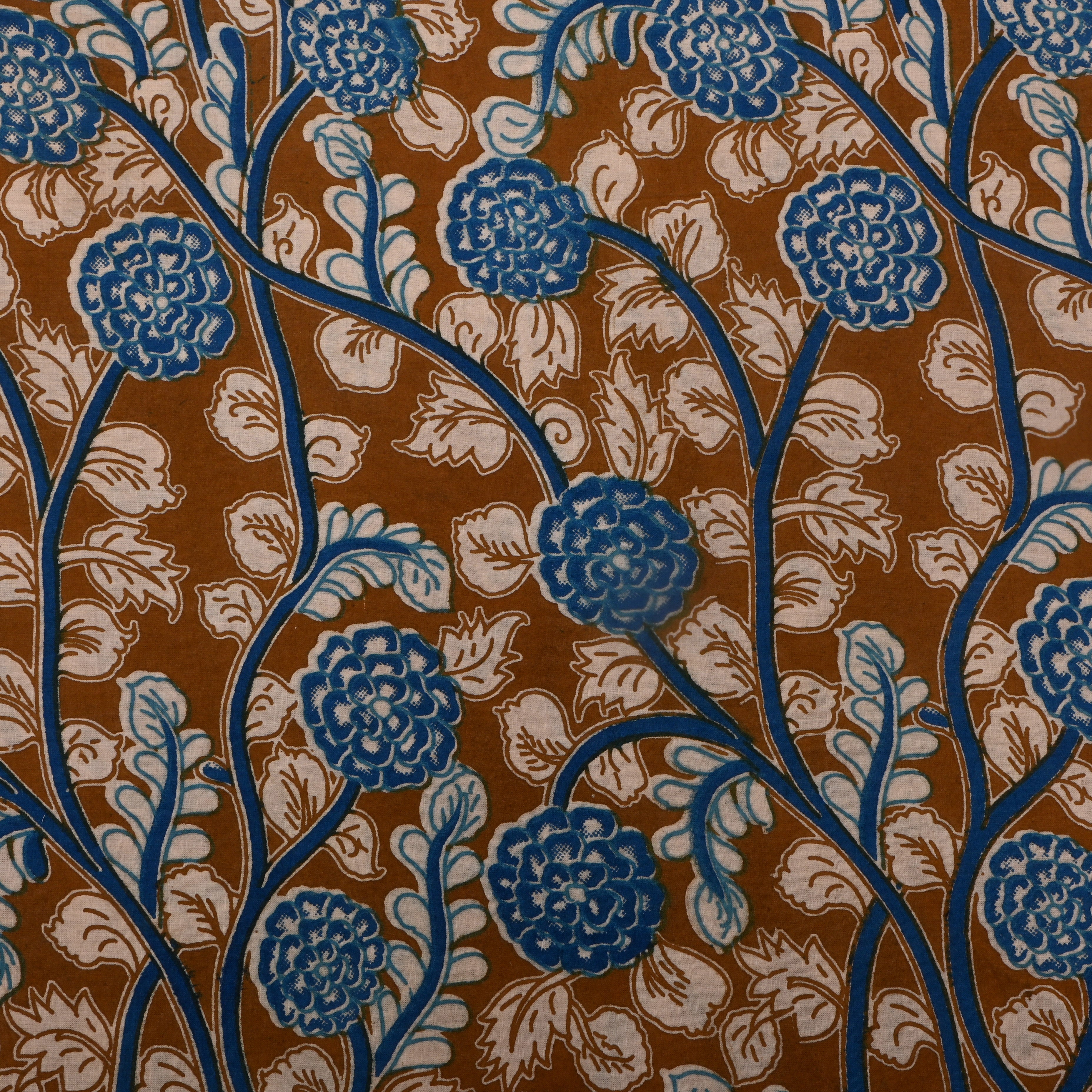 Earthy Green Kalamkari Printed Cotton Fabric