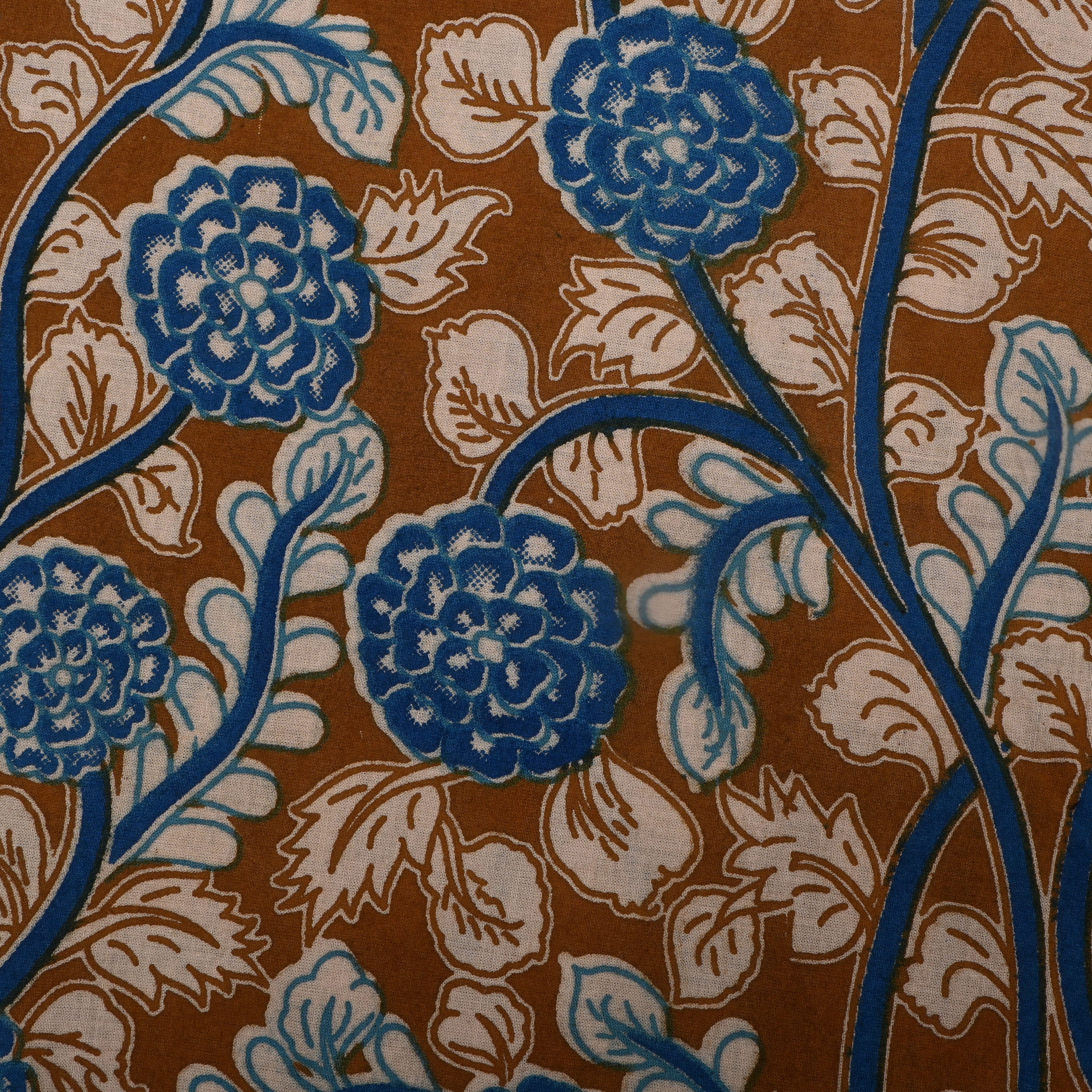 Earthy Green Kalamkari Printed Cotton Fabric