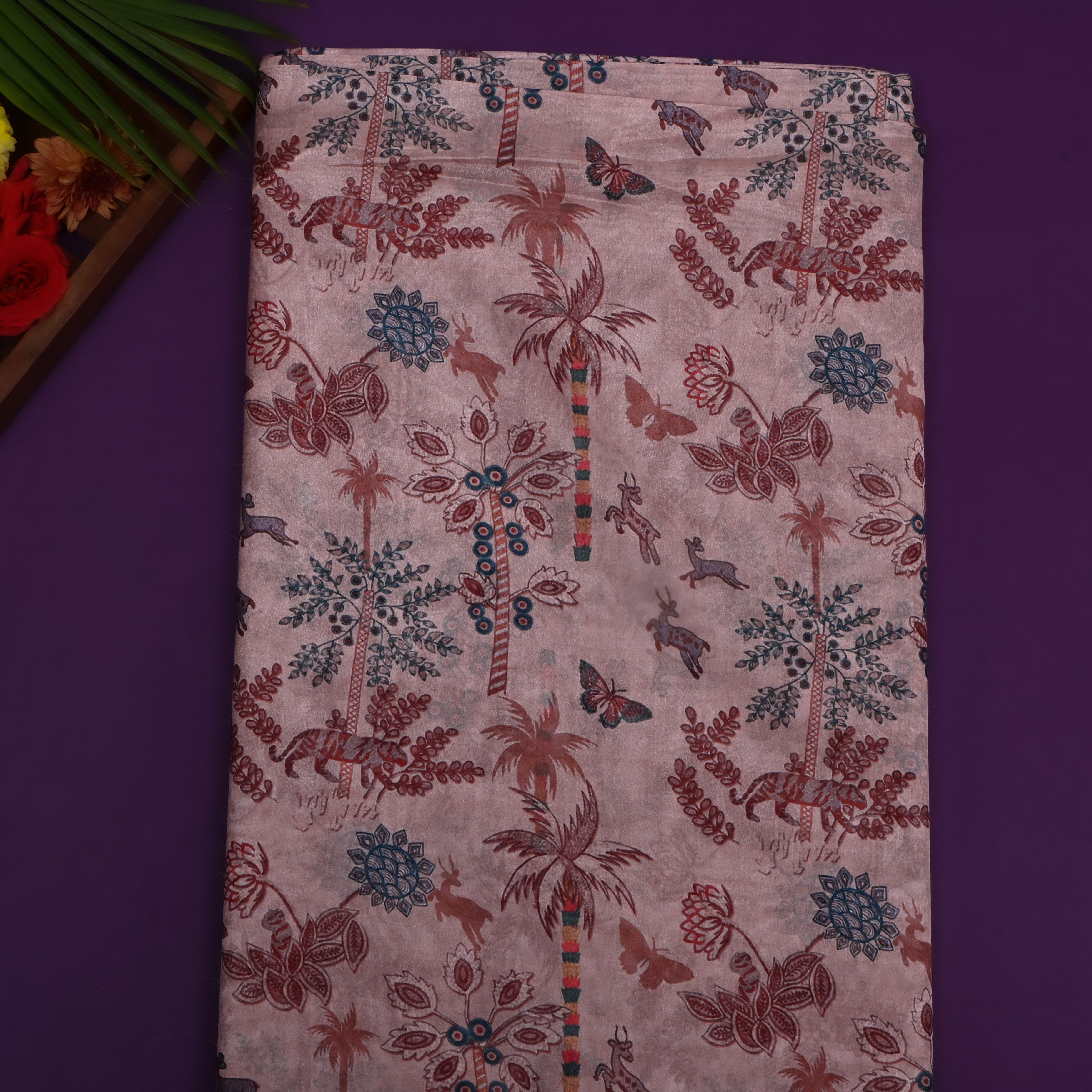 Dusty Pink Printed Silk Fabric