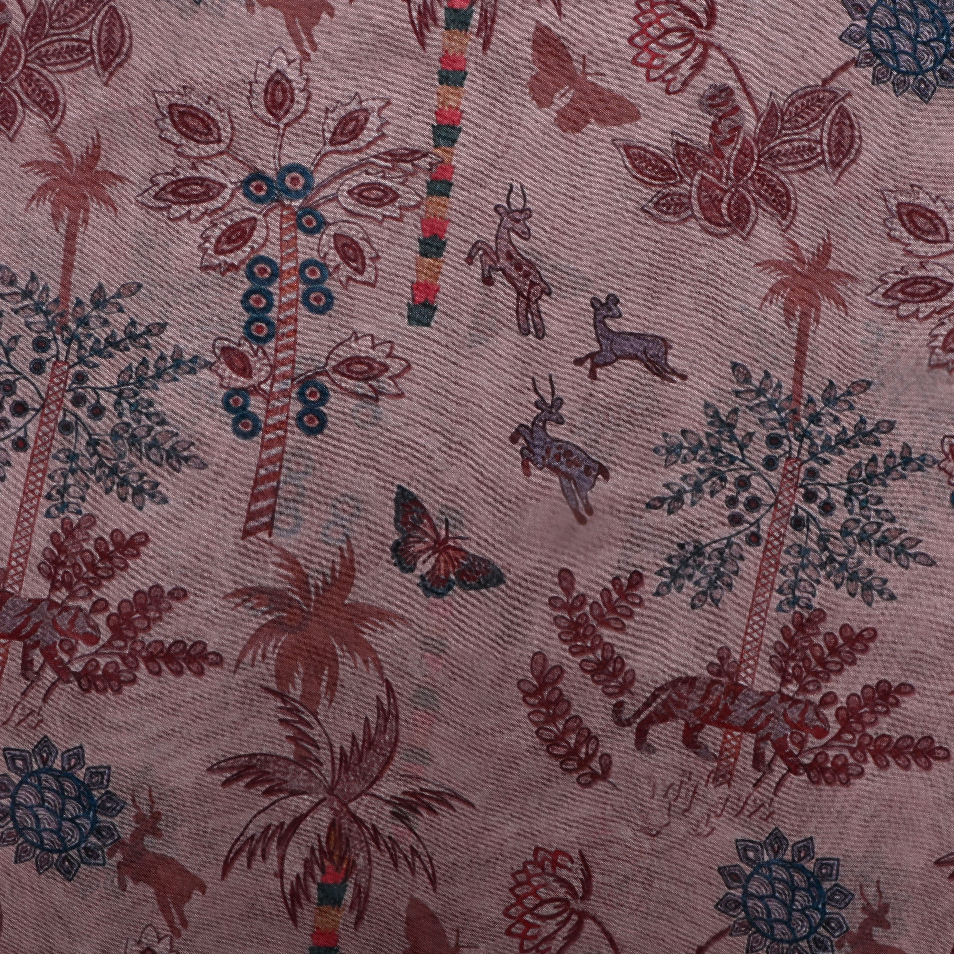 Dusty Pink Printed Silk Fabric