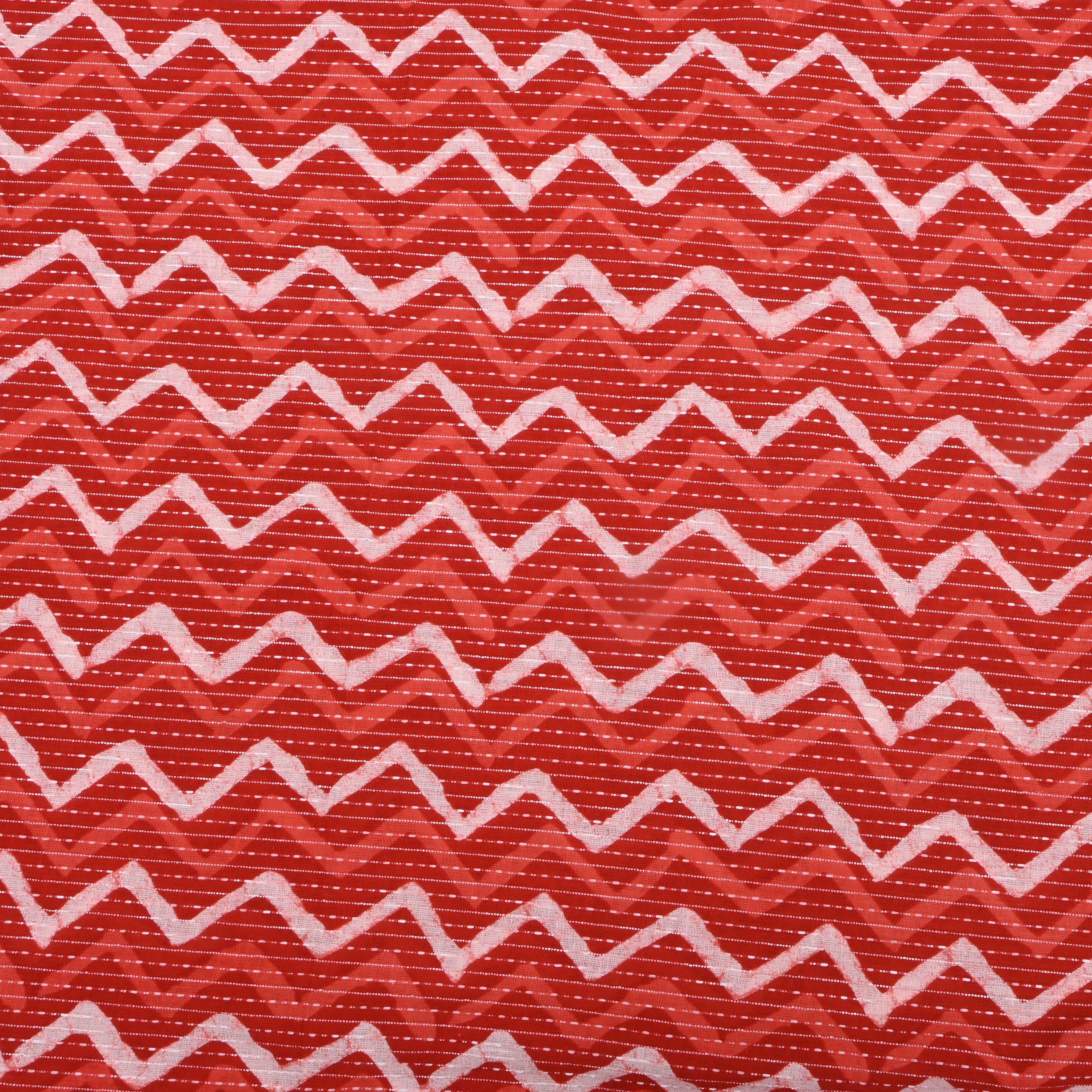 Light Red Chevron Printed Cotton Fabric