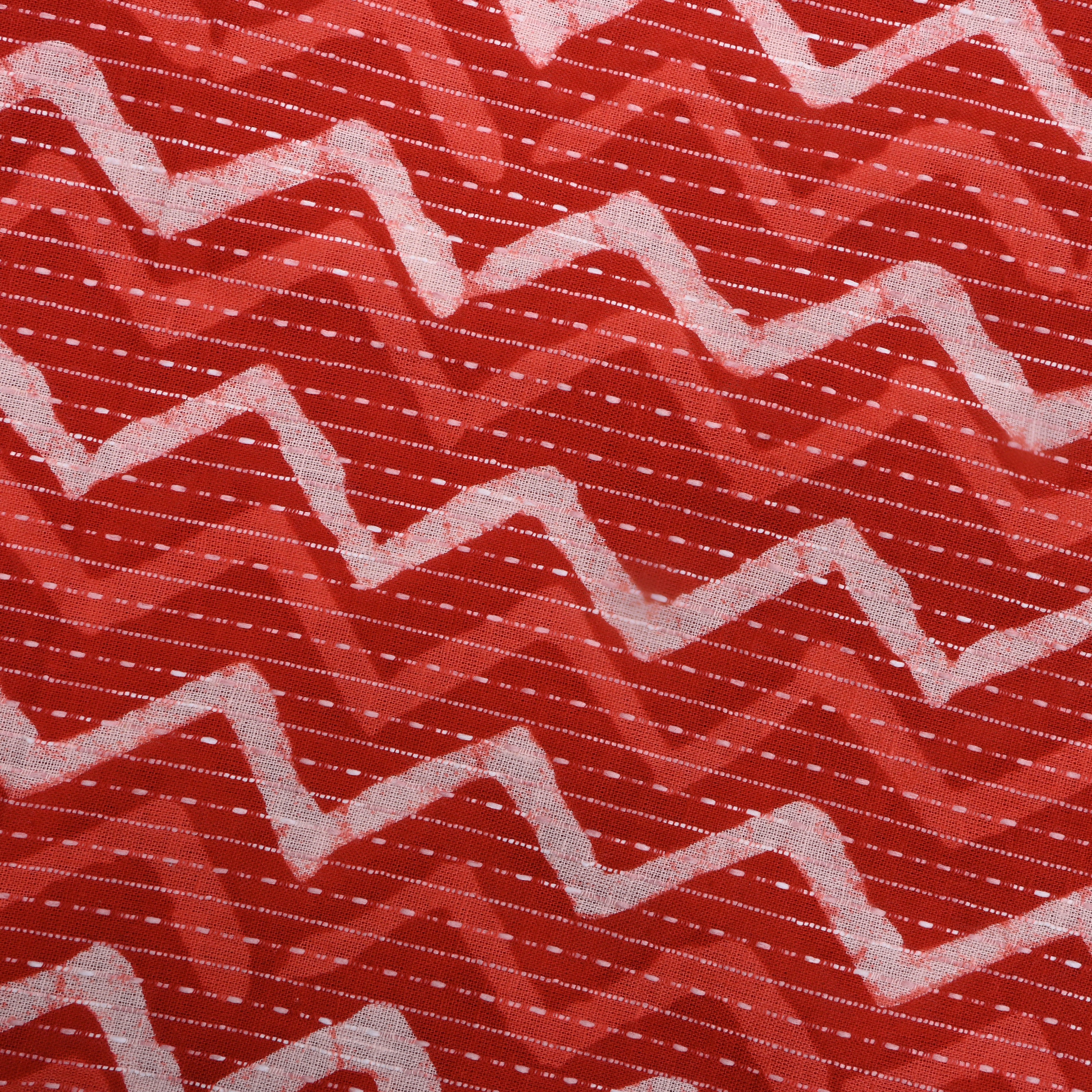 Light Red Chevron Printed Cotton Fabric