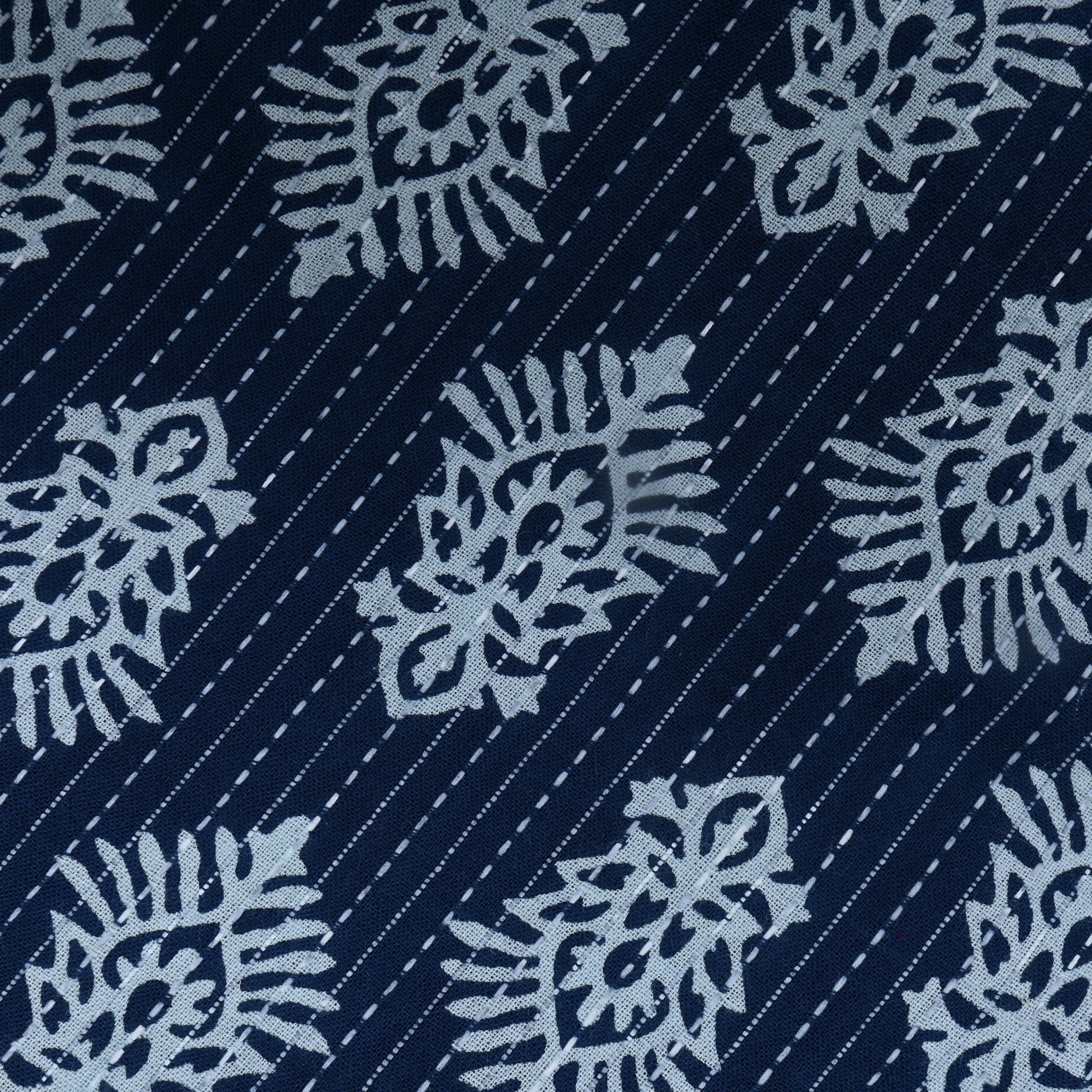 Navy Blue Floral Printed Cotton Fabric