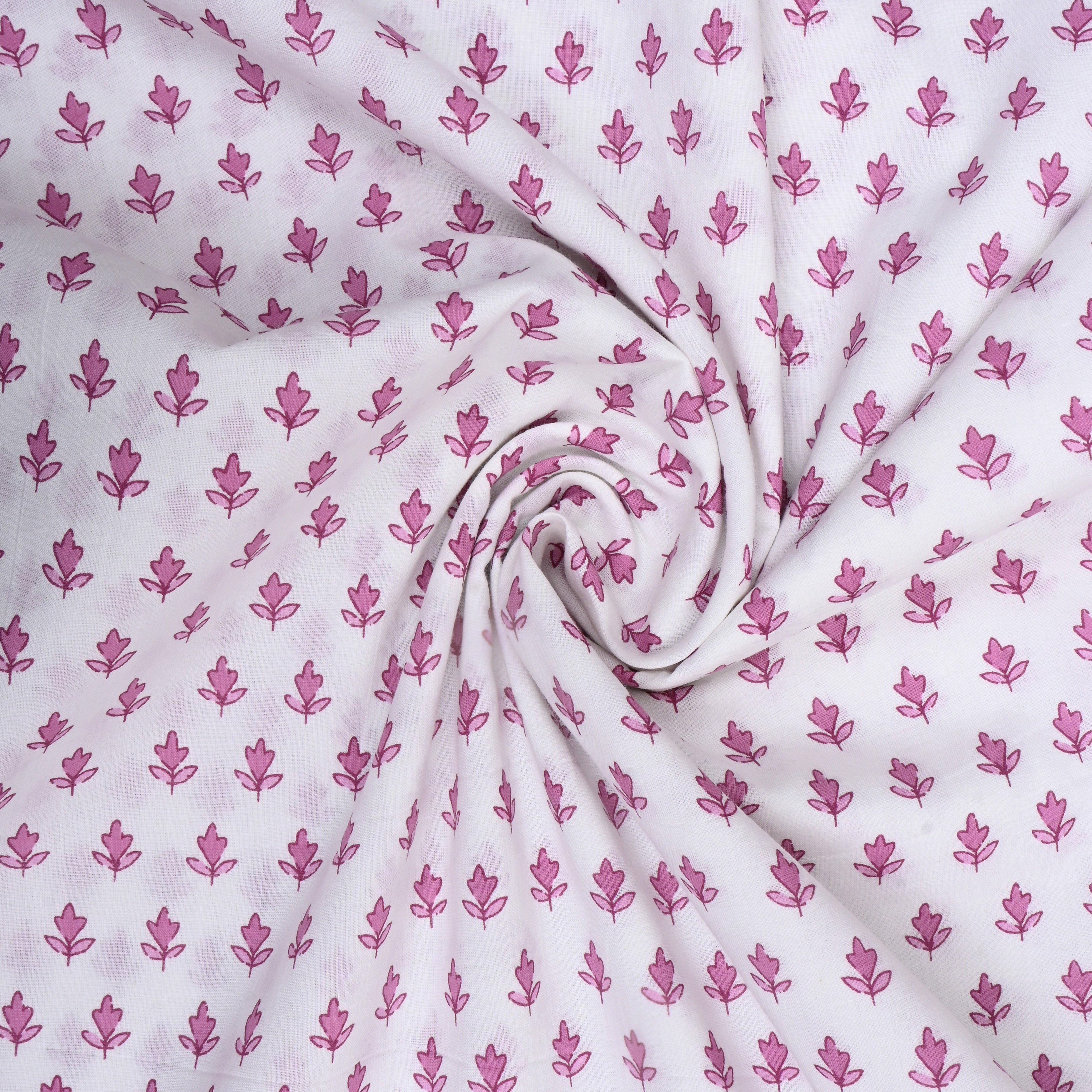 White Floral Printed Cotton Fabric