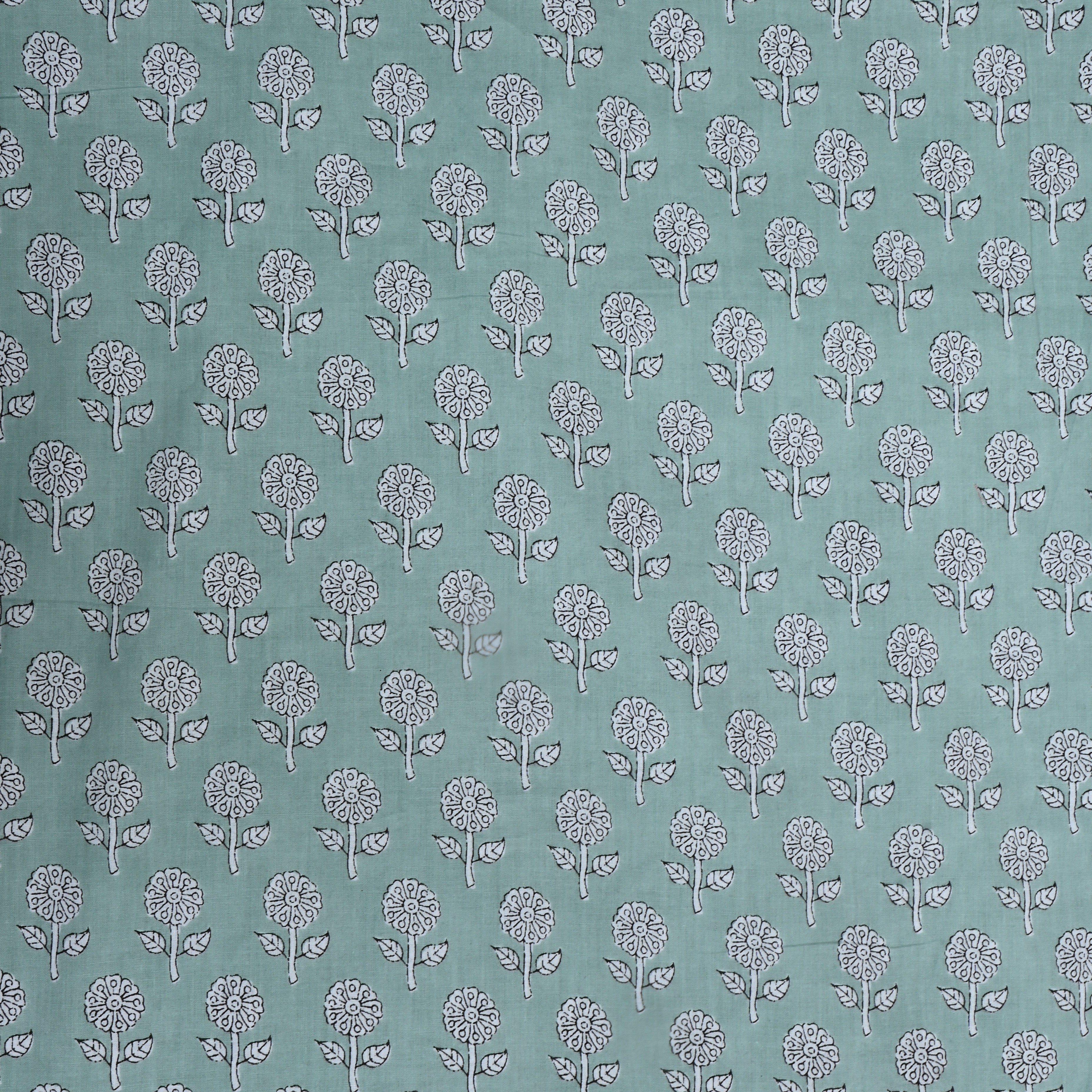 Pastel Blue Floral Printed Cotton Fabric