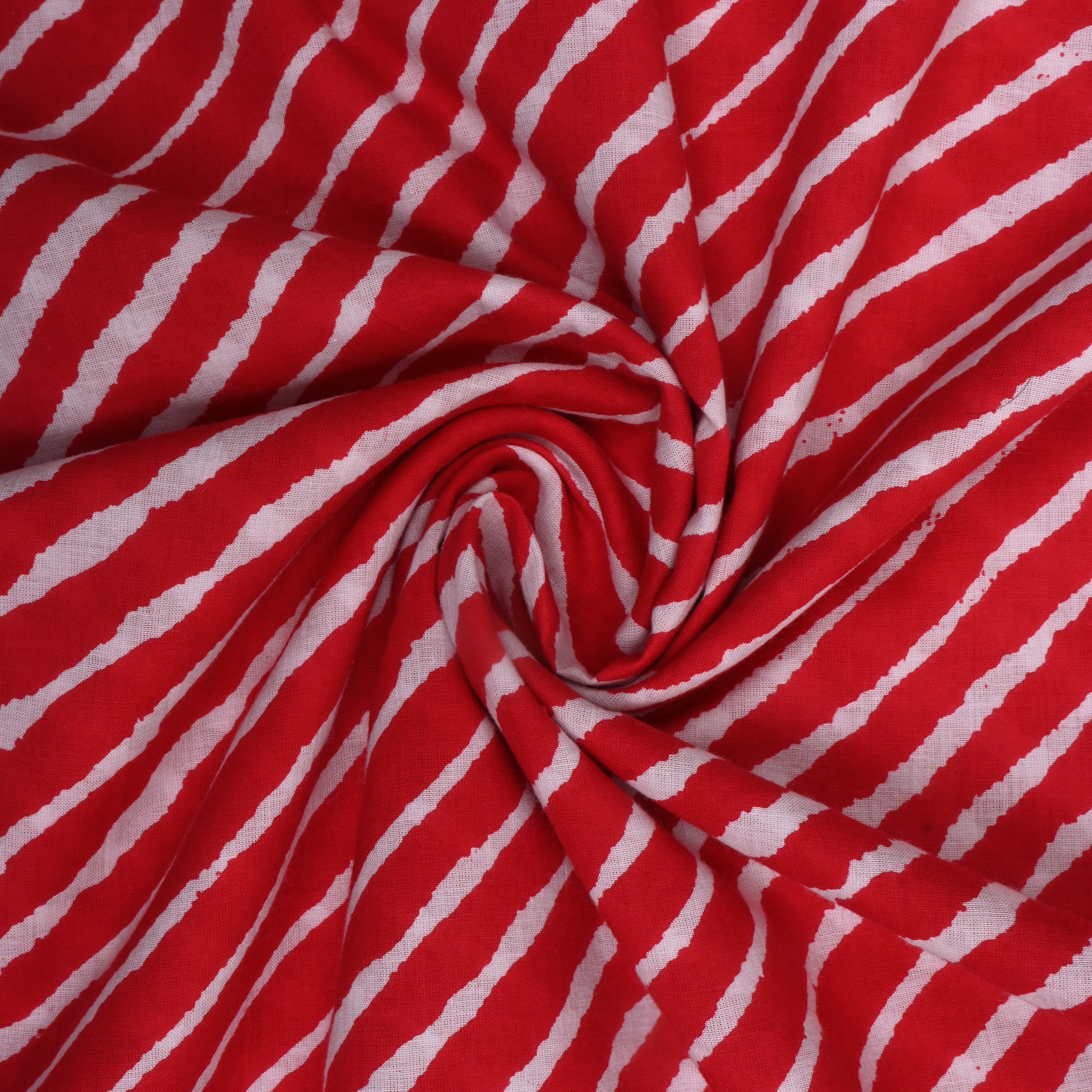 Reddish Orange Leheriya Printed Cotton Fabric