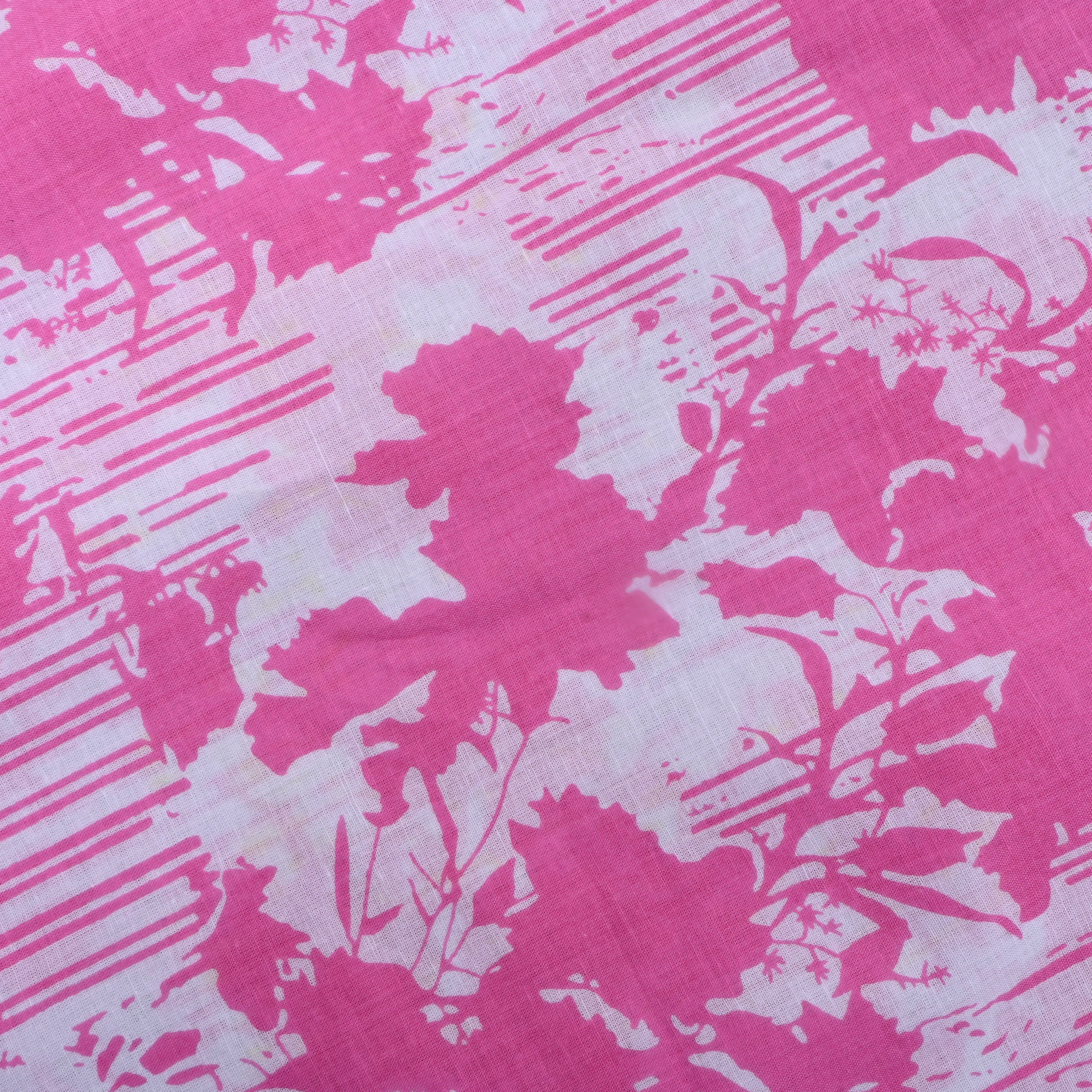 Soft Ultra Pink Floral Printed Cotton Fabric