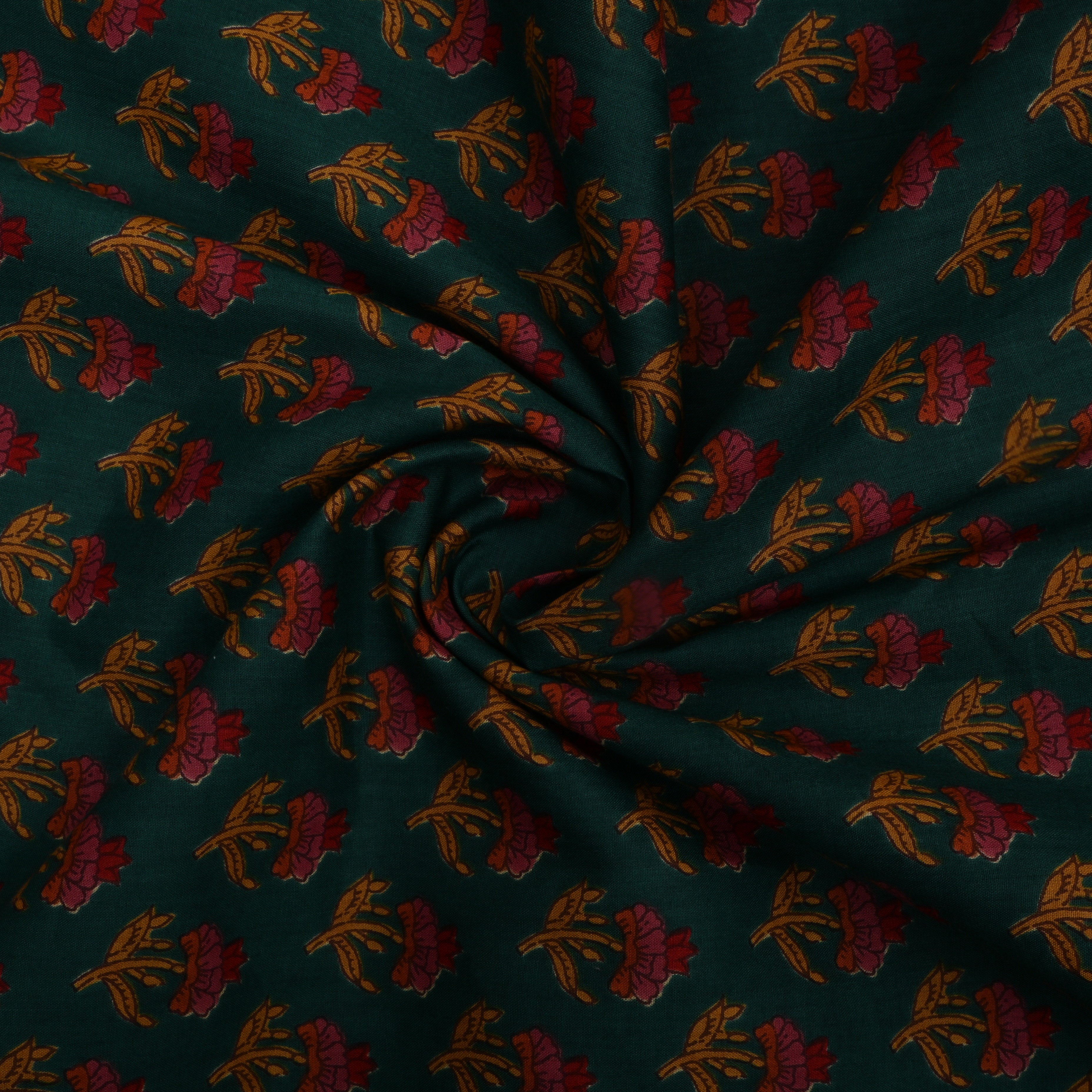 Sacramento Green Floral Printed Cotton Fabric