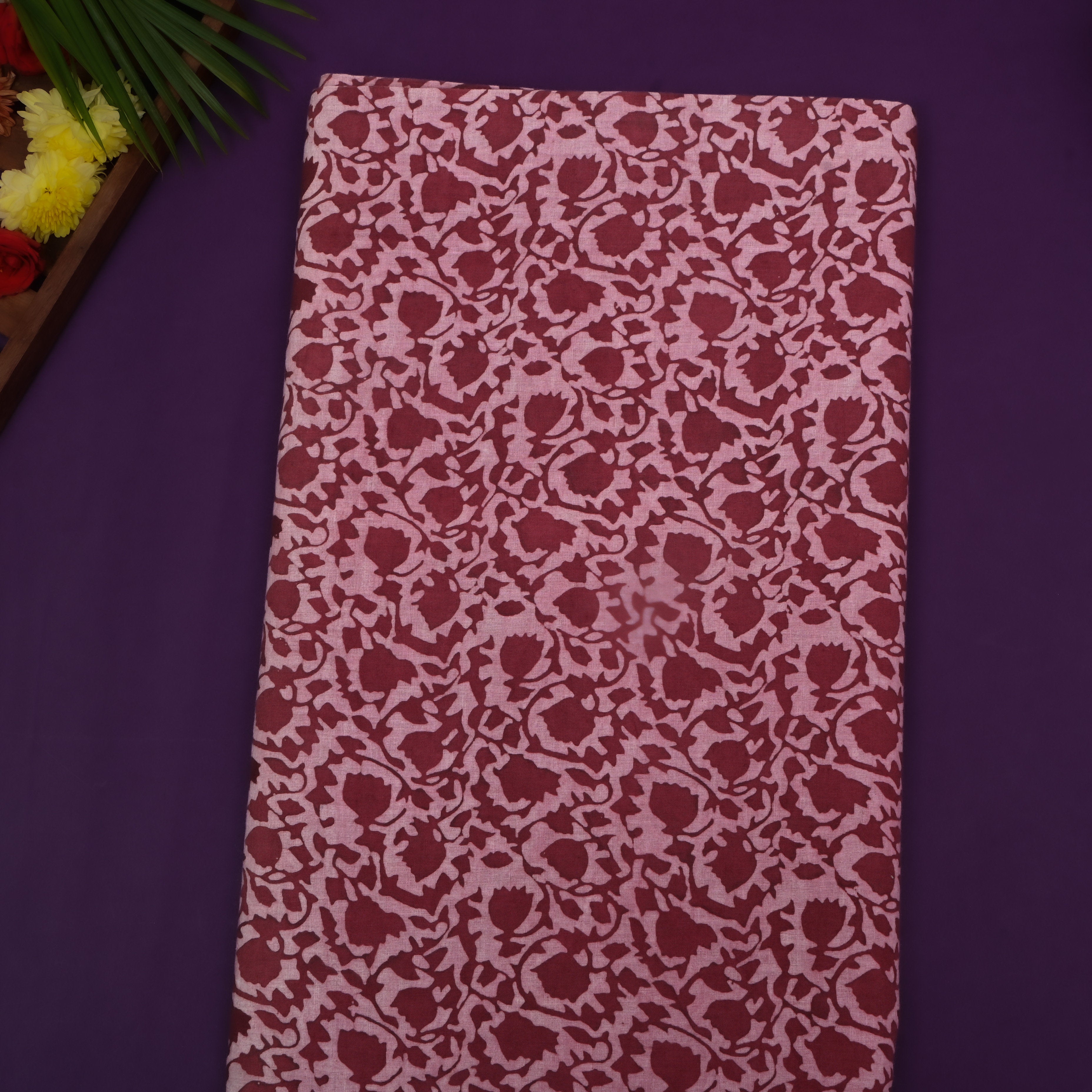 Pale Pink Floral Printed Cotton Fabric