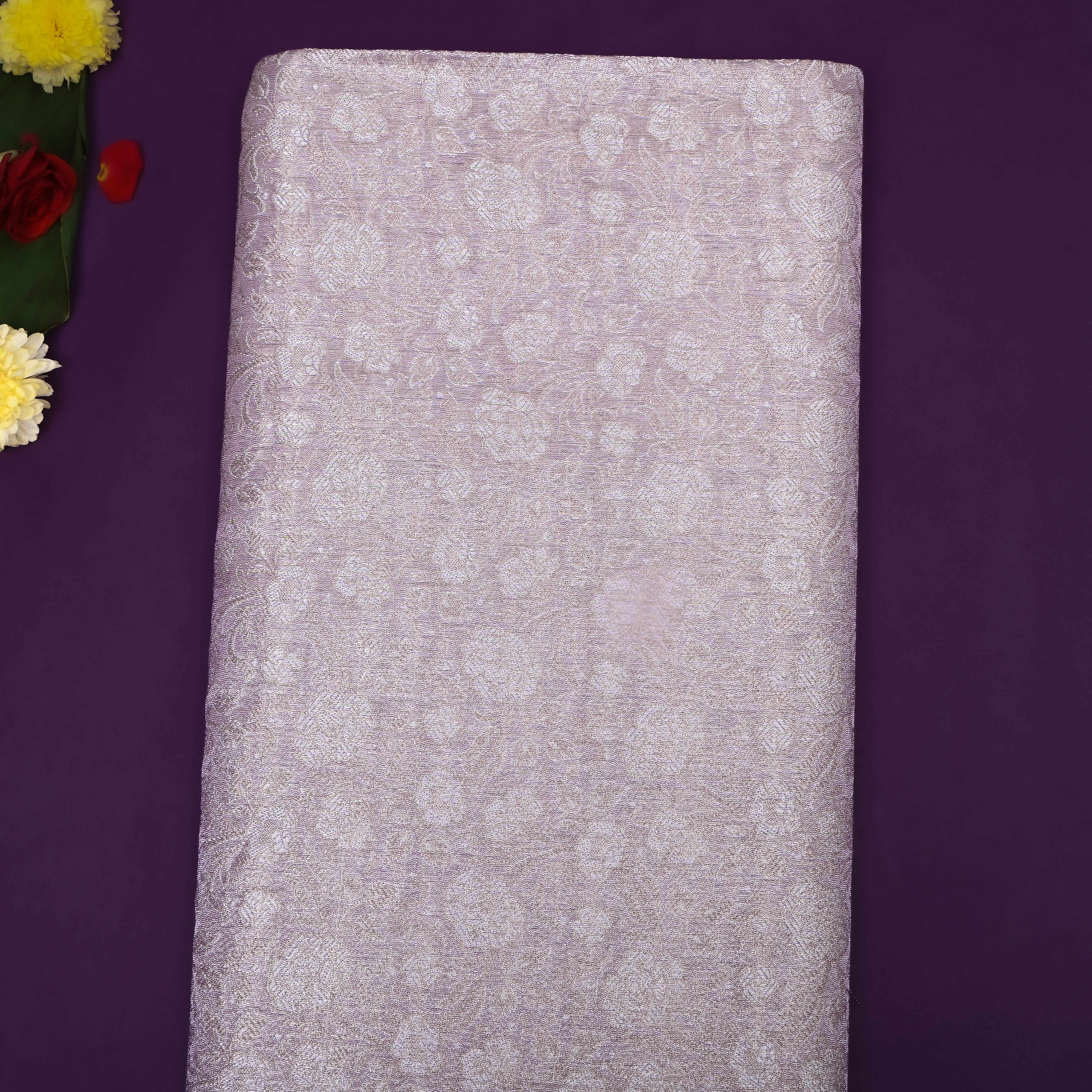 Vintage Pink Zari Weave Tissue Fabric