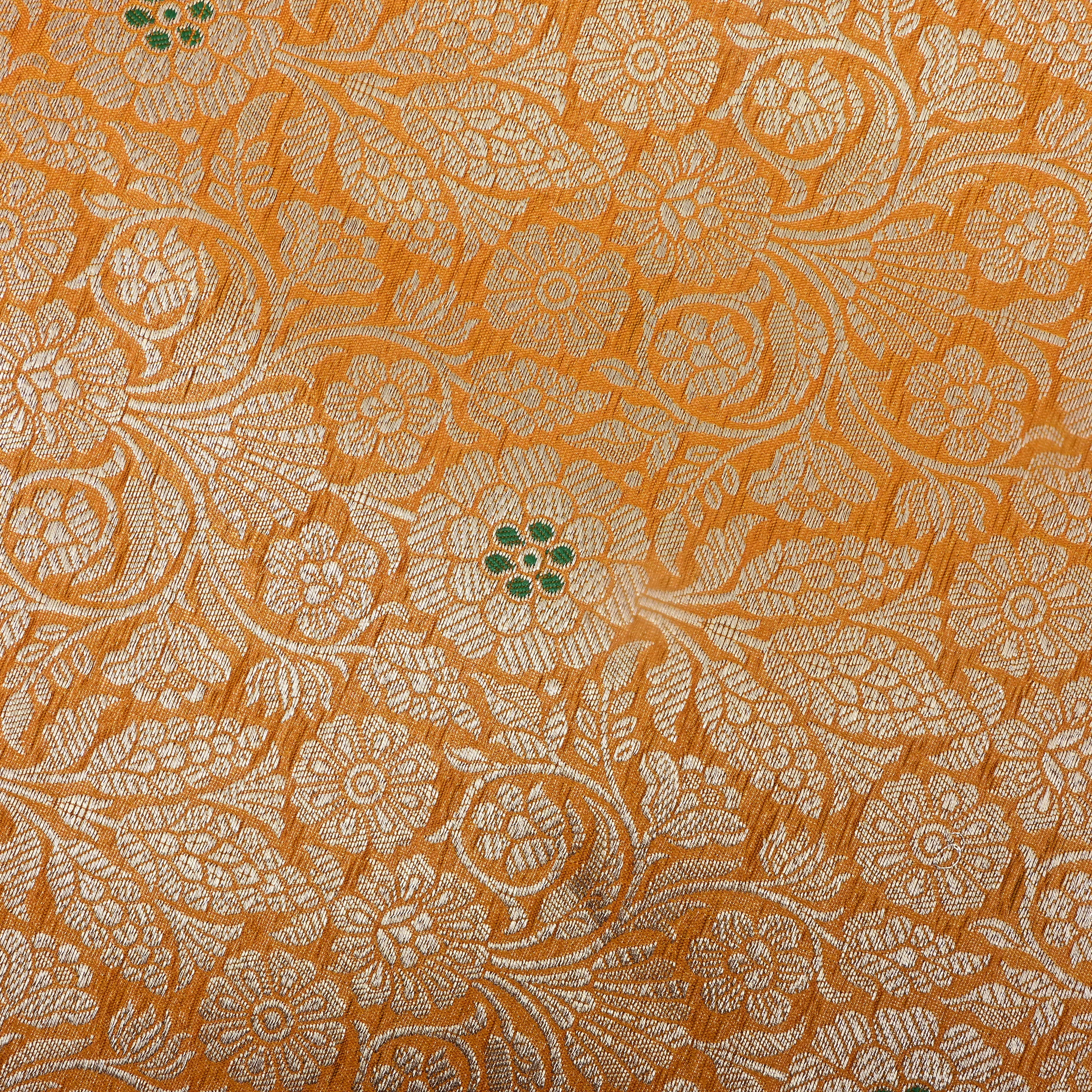 Sunflower Yellow Floral Jamawar Silk Fabric