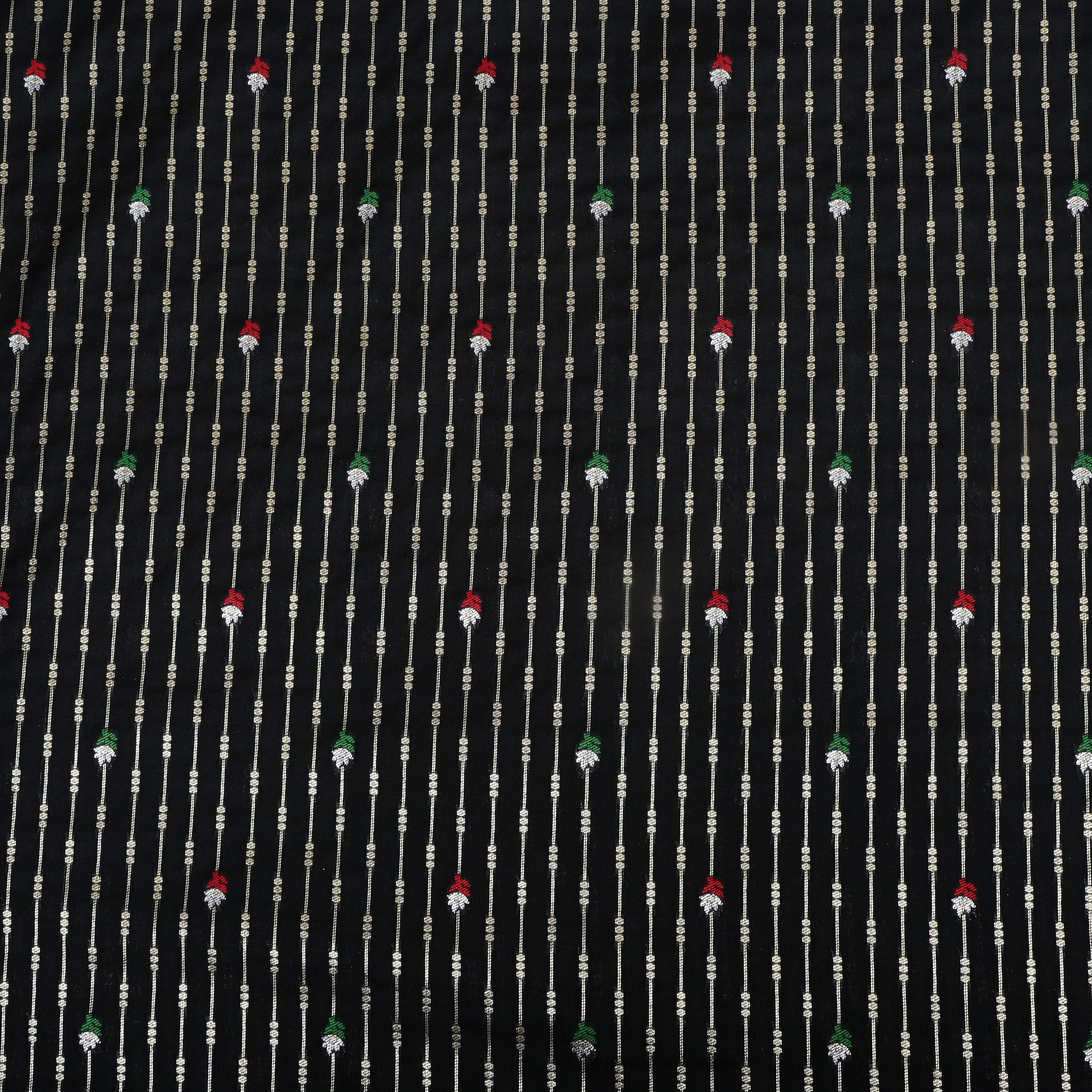 Clay Black Zari Woven Silk Fabric