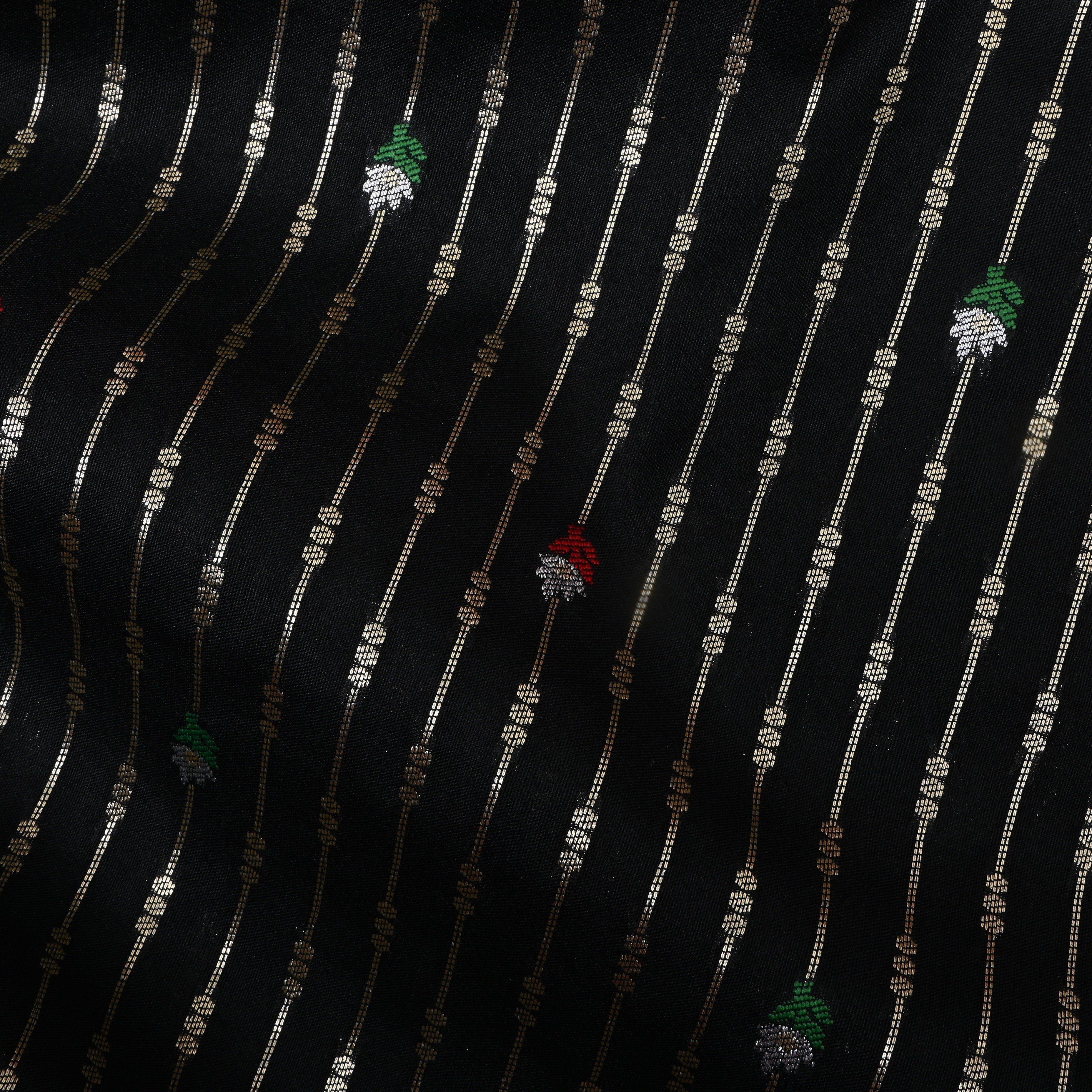 Clay Black Zari Woven Silk Fabric