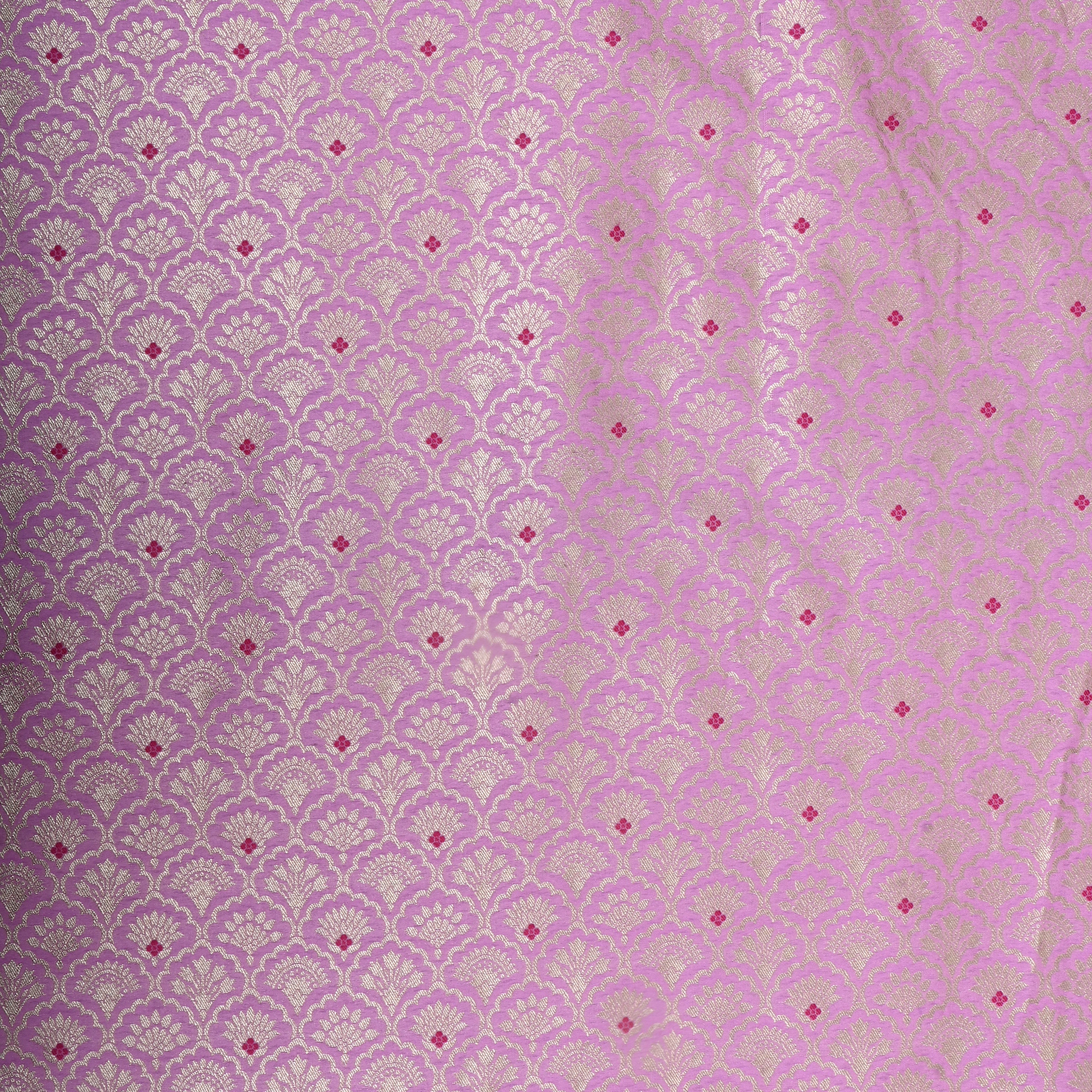 Ultra Pink Jamawar Weave Floral Silk Fabric