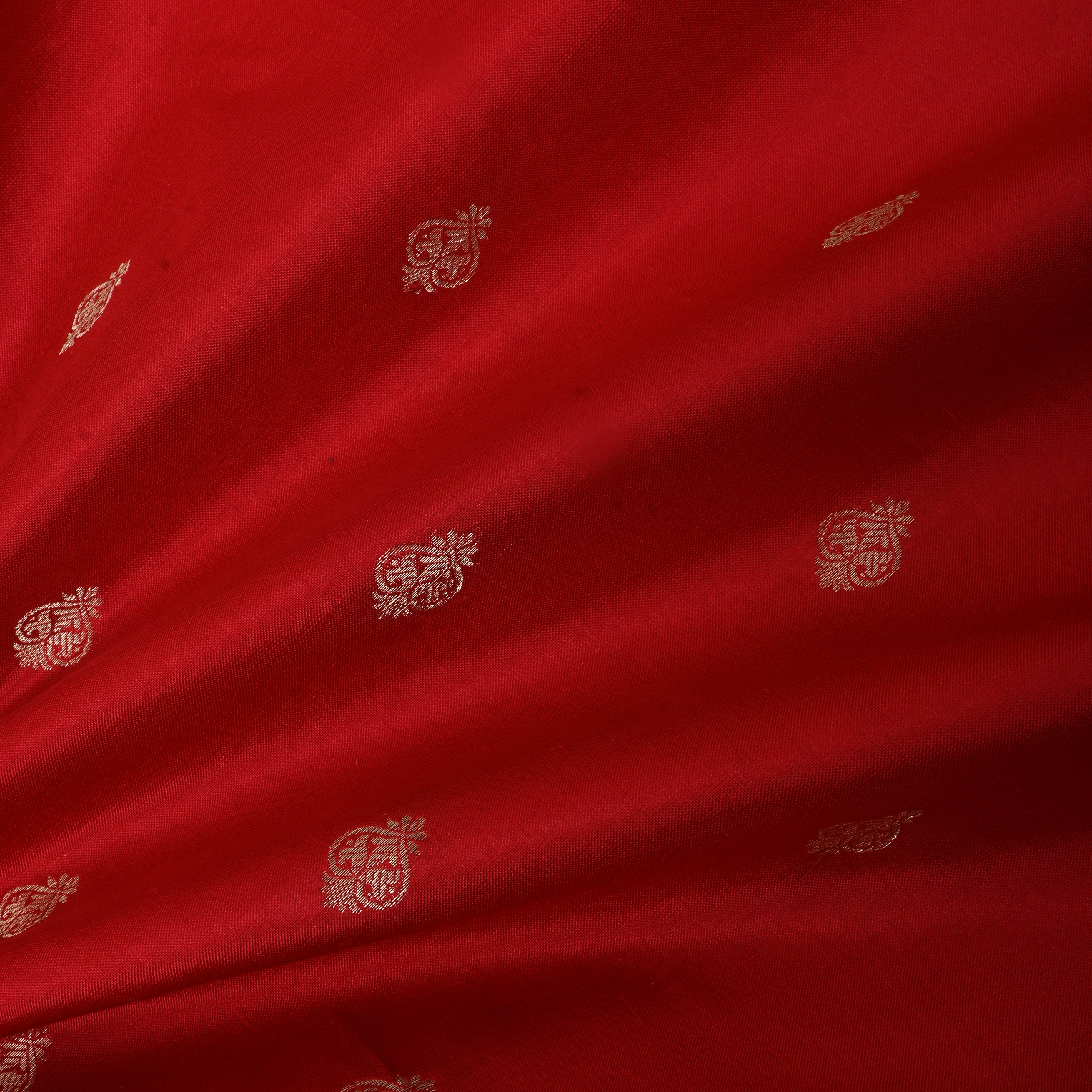 Vivid Red Zari Woven Jamawar Silk Fabric