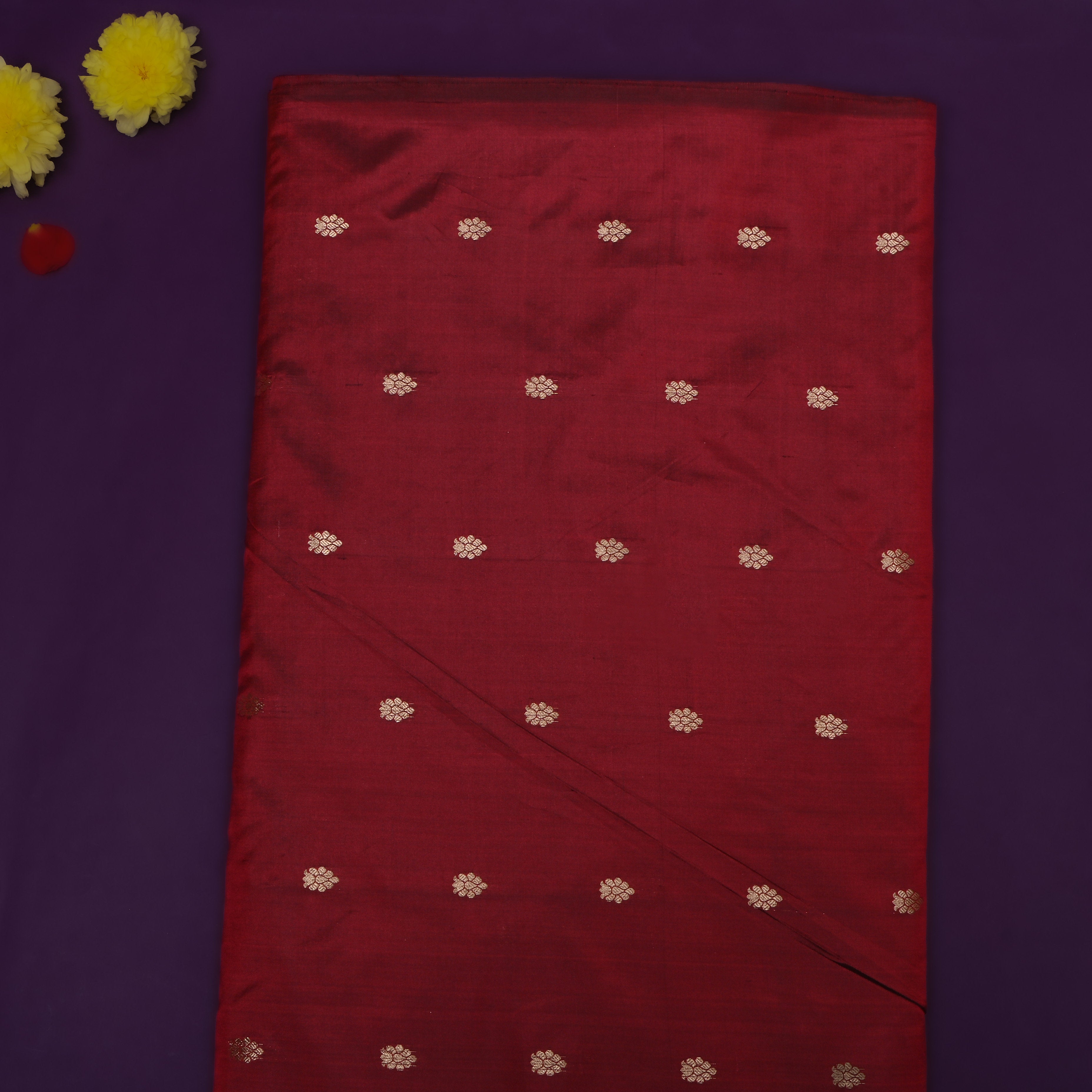 Burgundy Zari Woven Jamawar Silk Fabric