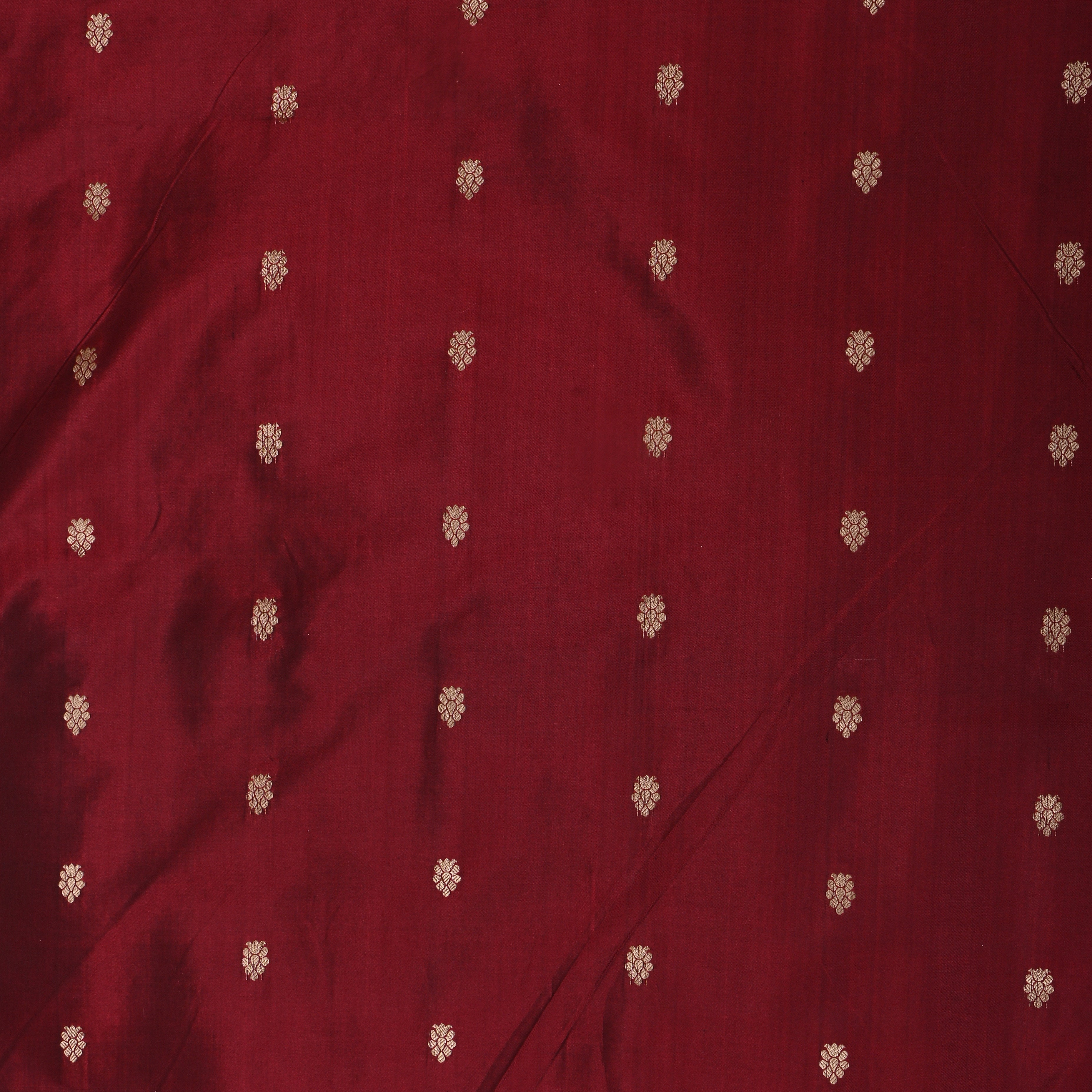 Burgundy Zari Woven Jamawar Silk Fabric