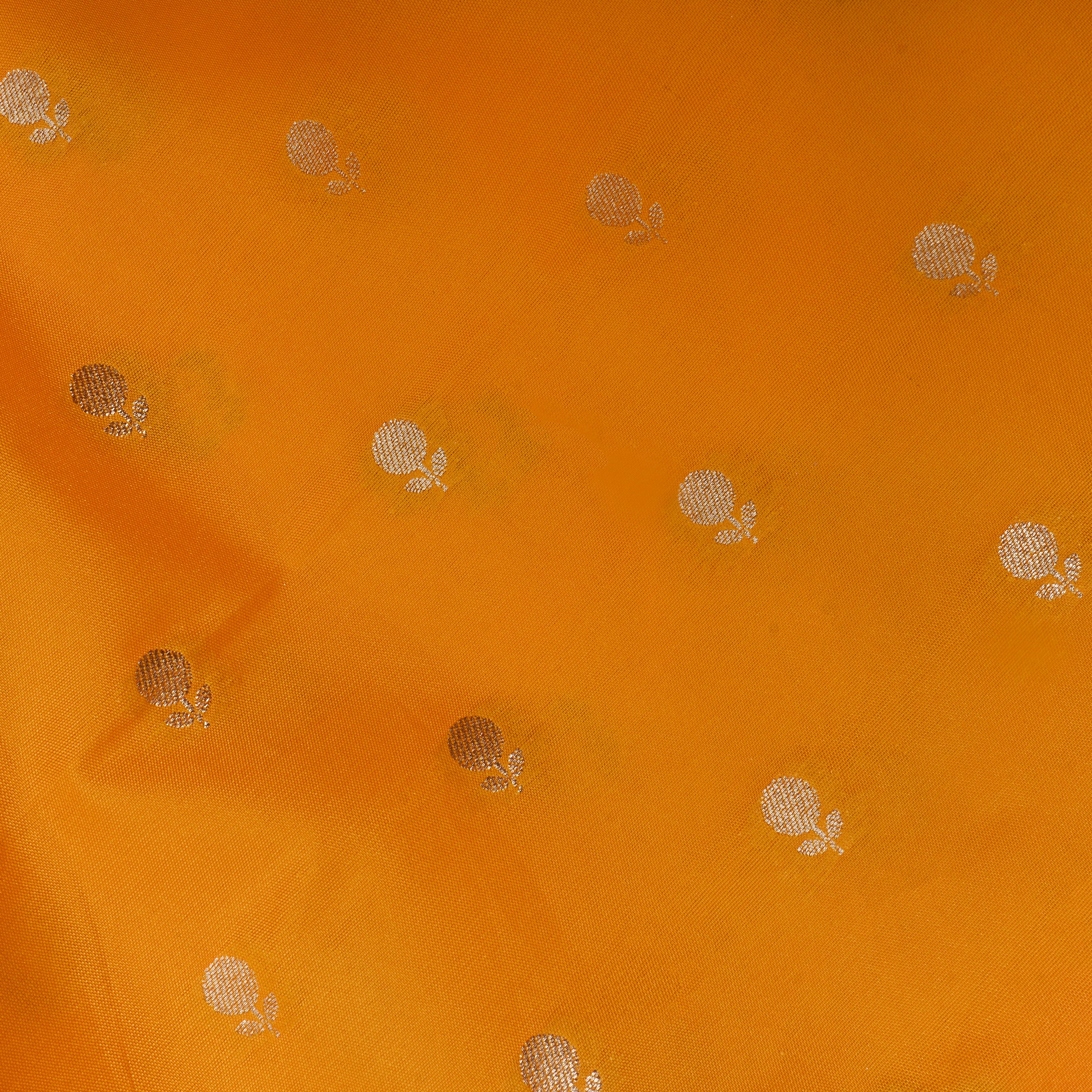 Bright Yellow Floral Woven Jamawar Silk Fabric