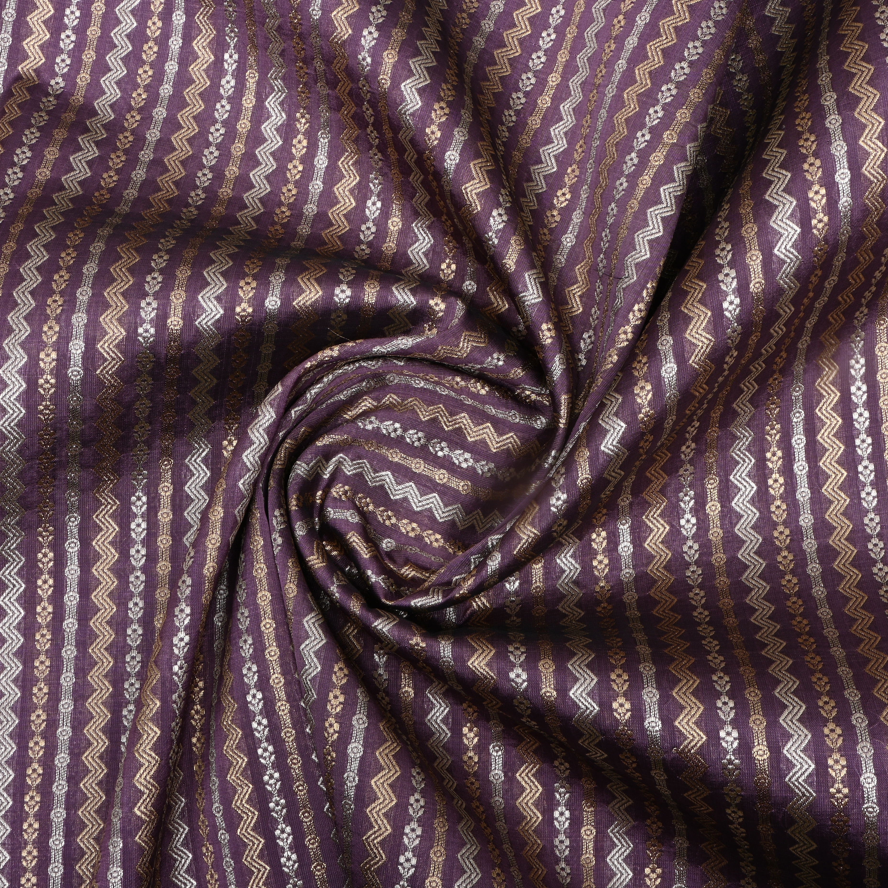 Mauve Purple Dual Zari Woven Jamawar Silk Fabric