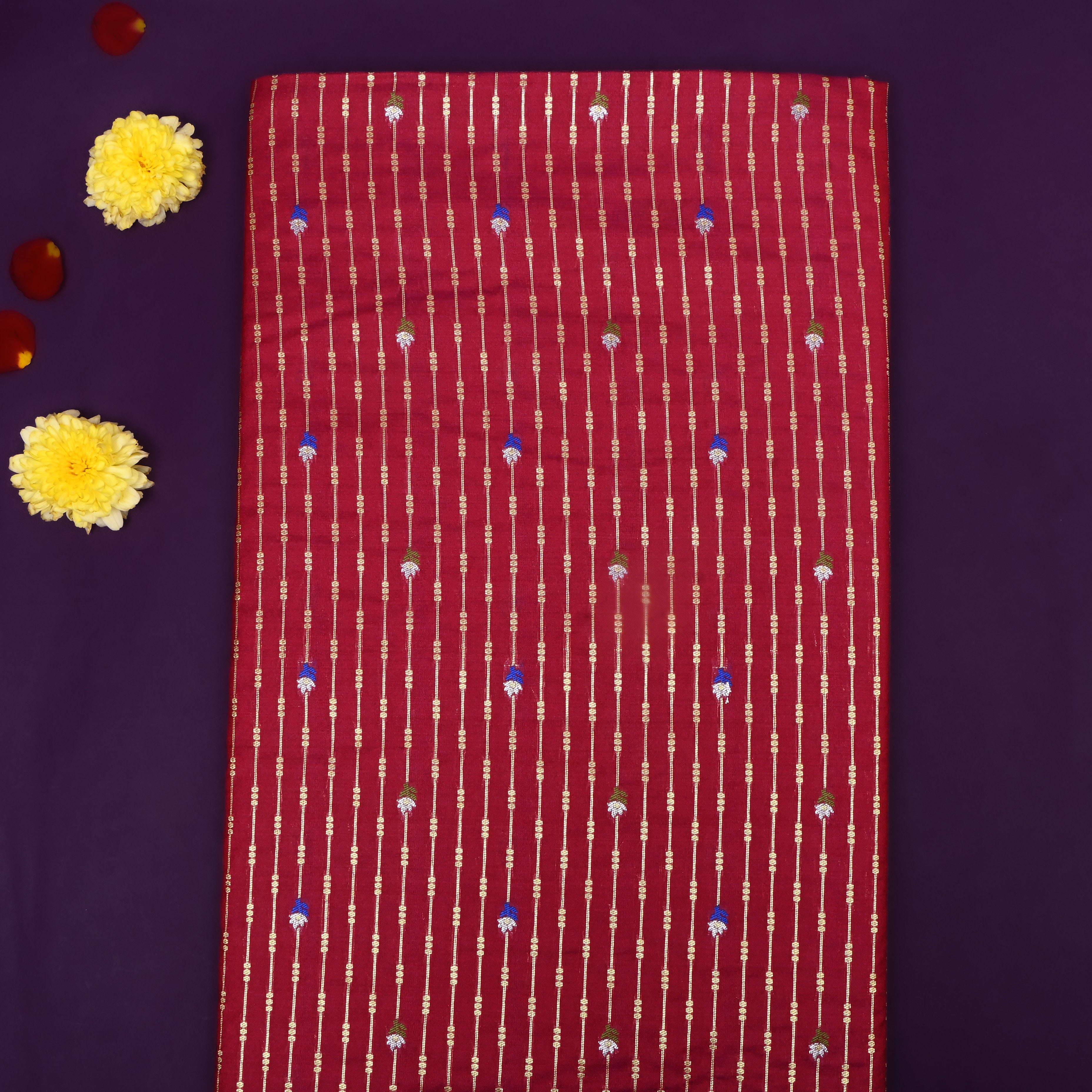 Light Maroon Zari Woven Silk Fabric