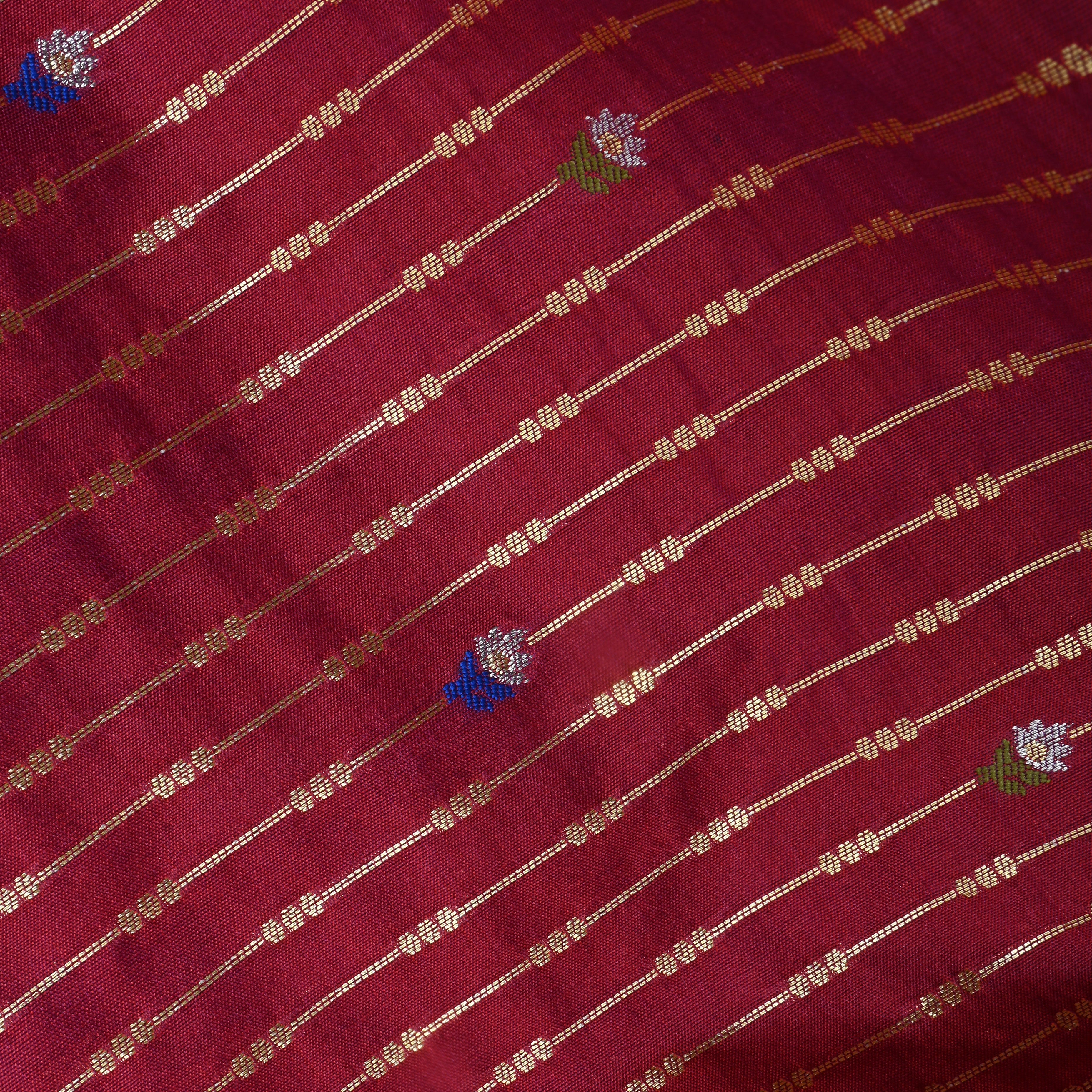 Light Maroon Zari Woven Silk Fabric