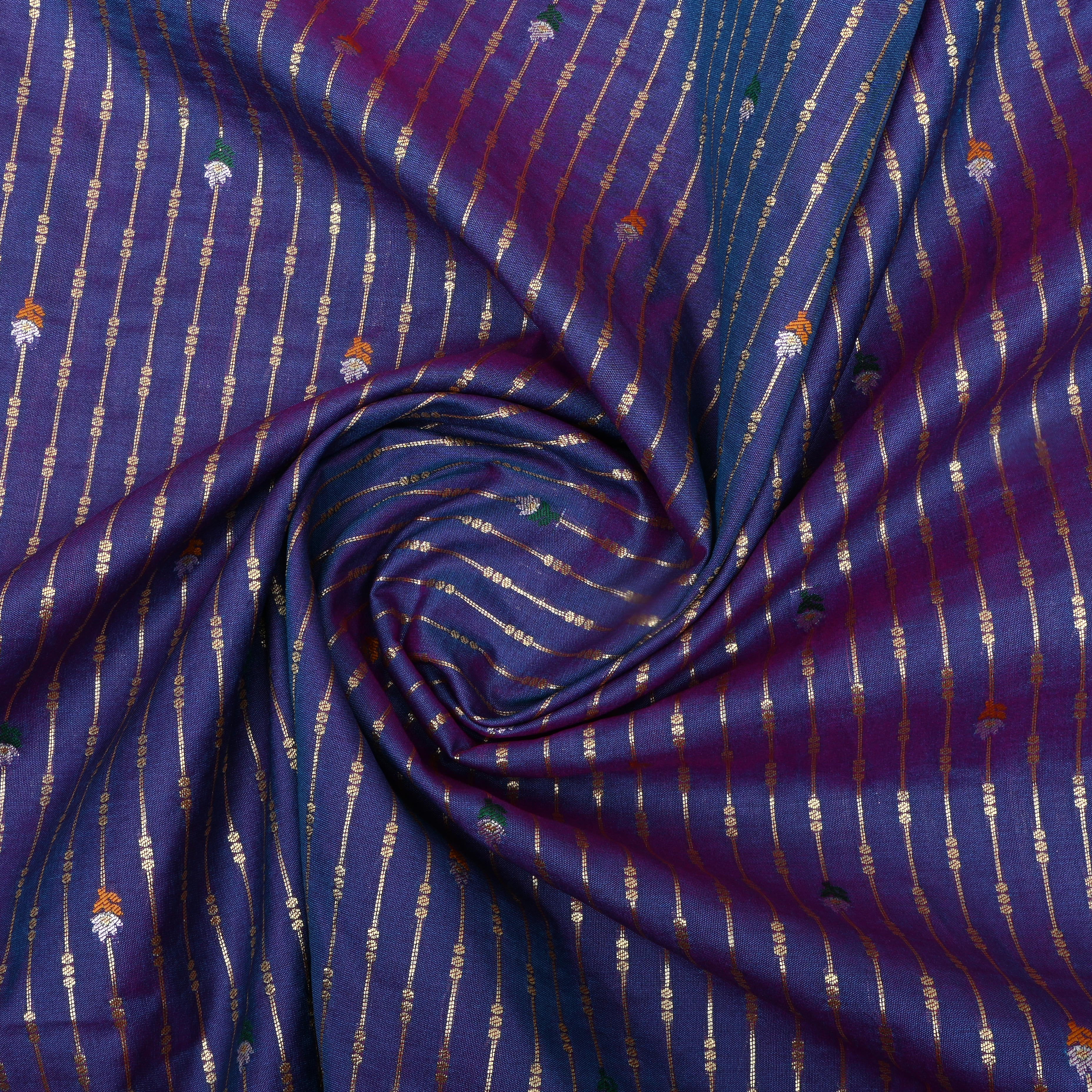 Persian Blue Zari Woven Silk Fabric