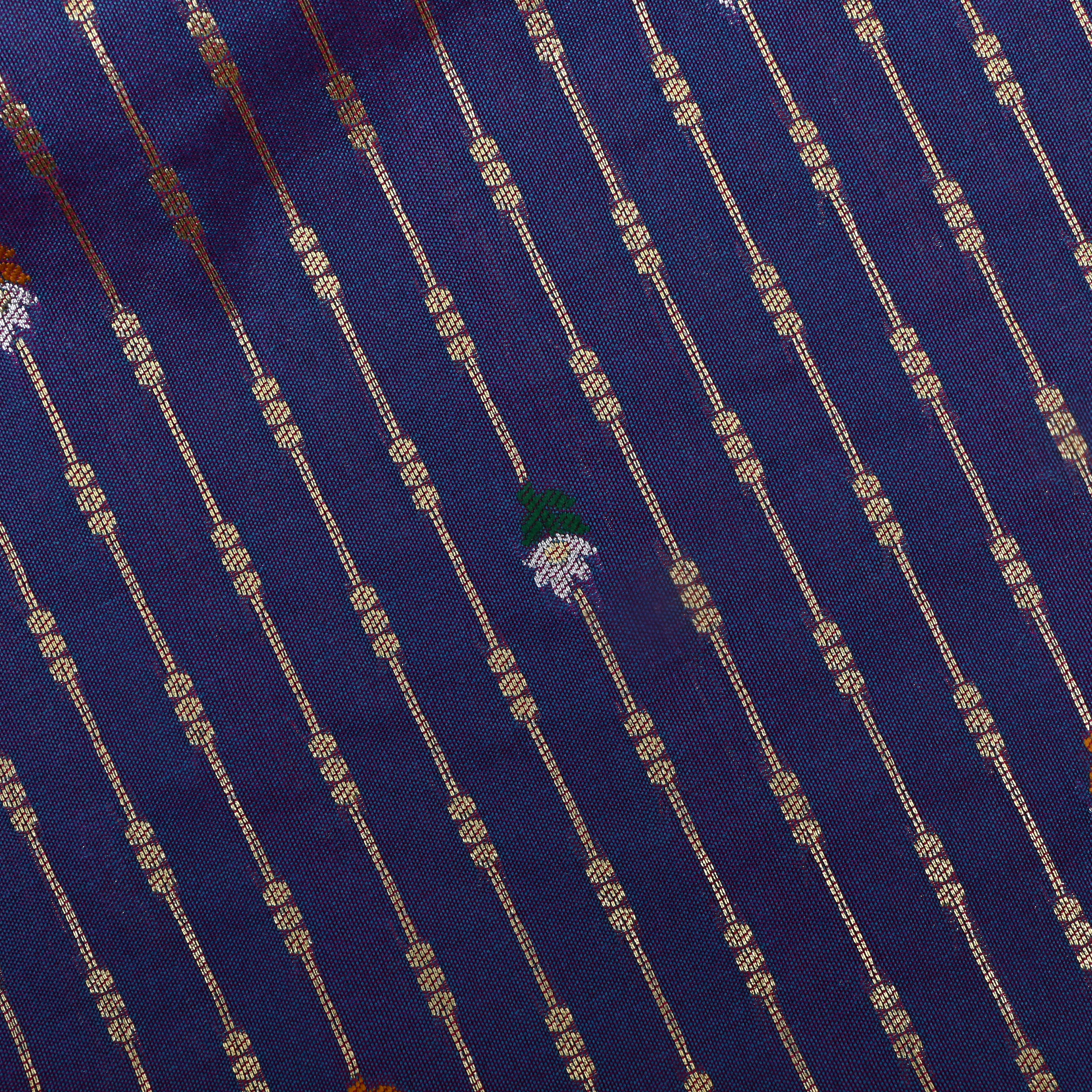 Persian Blue Zari Woven Silk Fabric