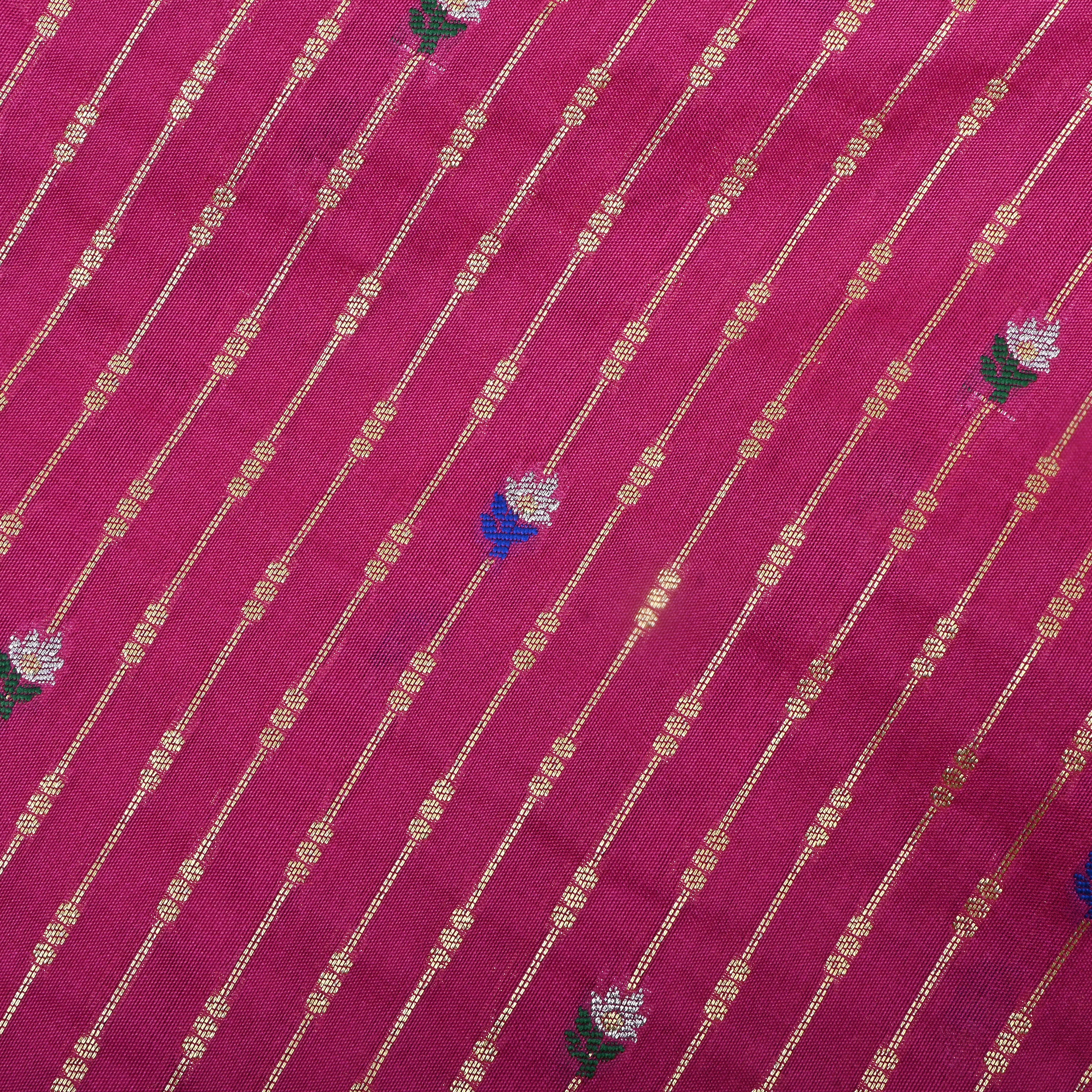 Barbie Pink Zari Woven Silk Fabric