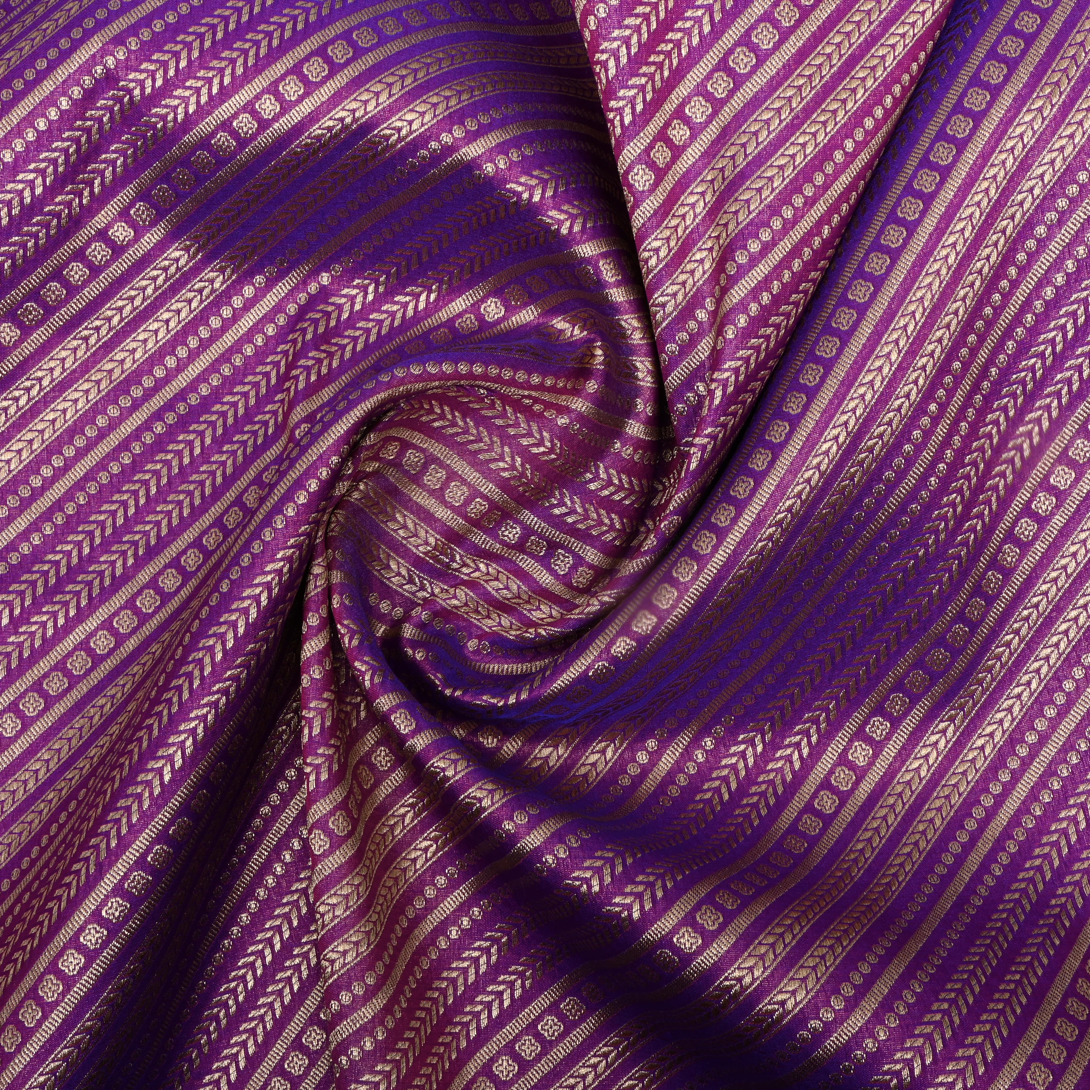 Purple Zari Woven Jamawar Silk Fabric