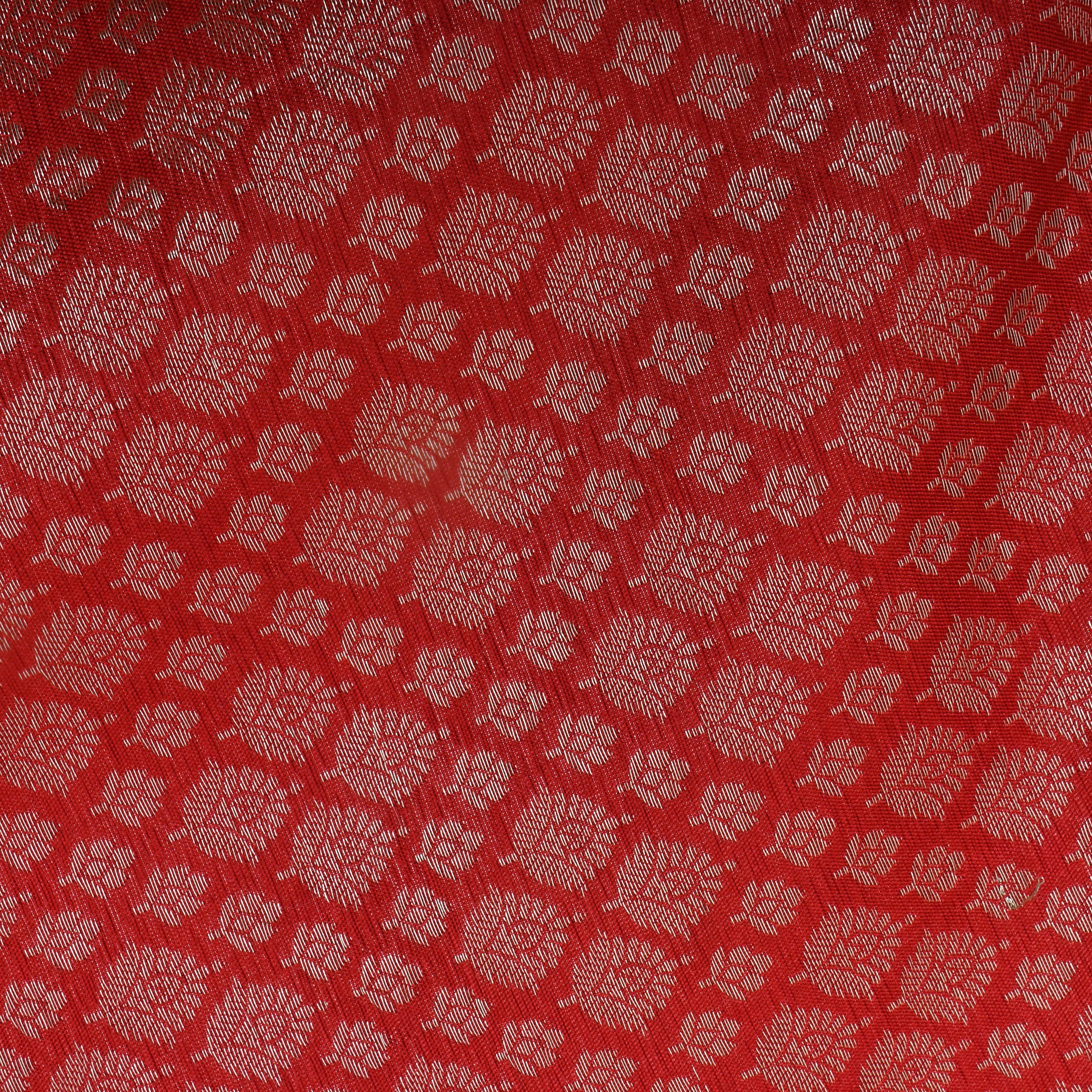 Amaranth Red Zari Woven Jamawar Silk Fabric
