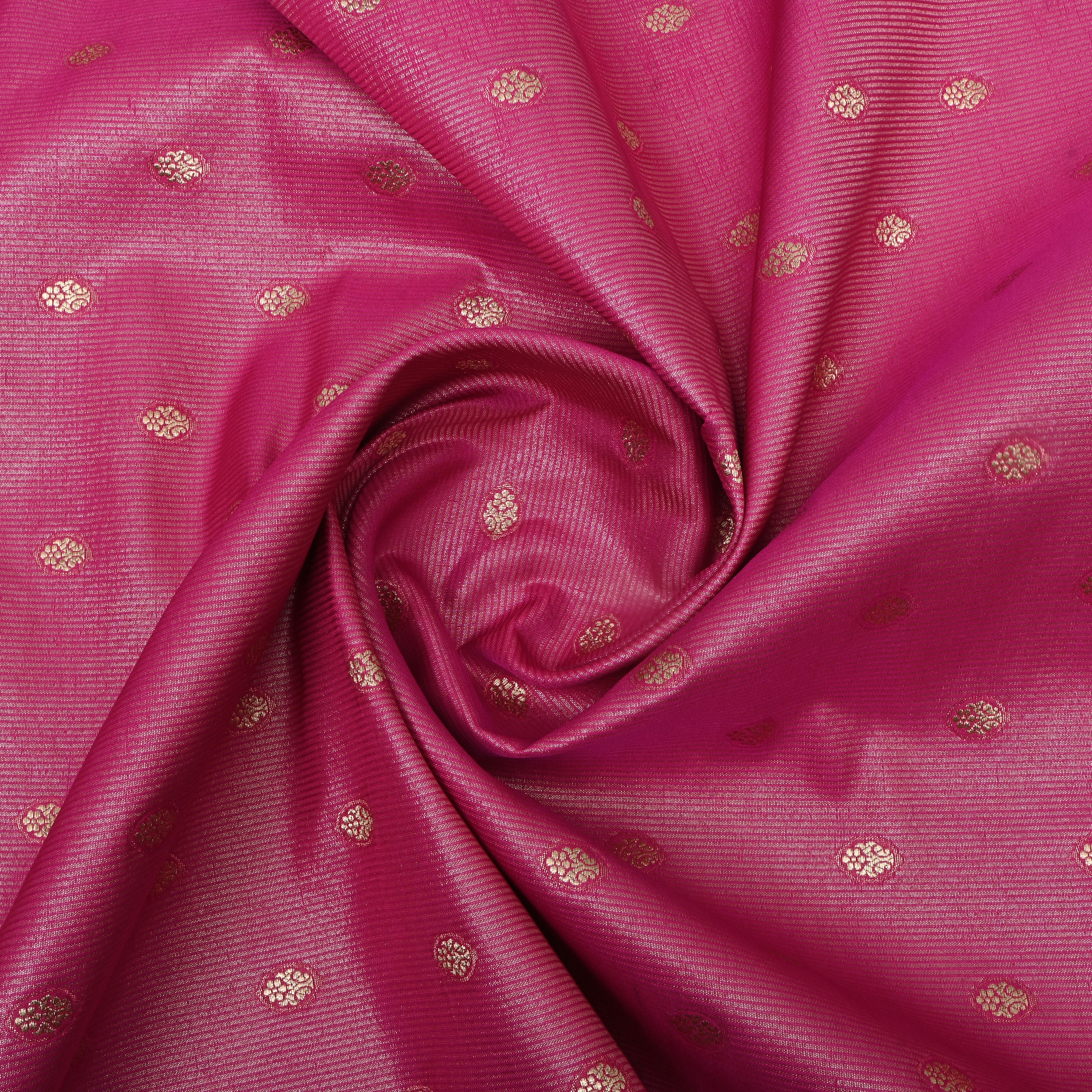 Taffy Pink Floral Jamawar Silk Fabric