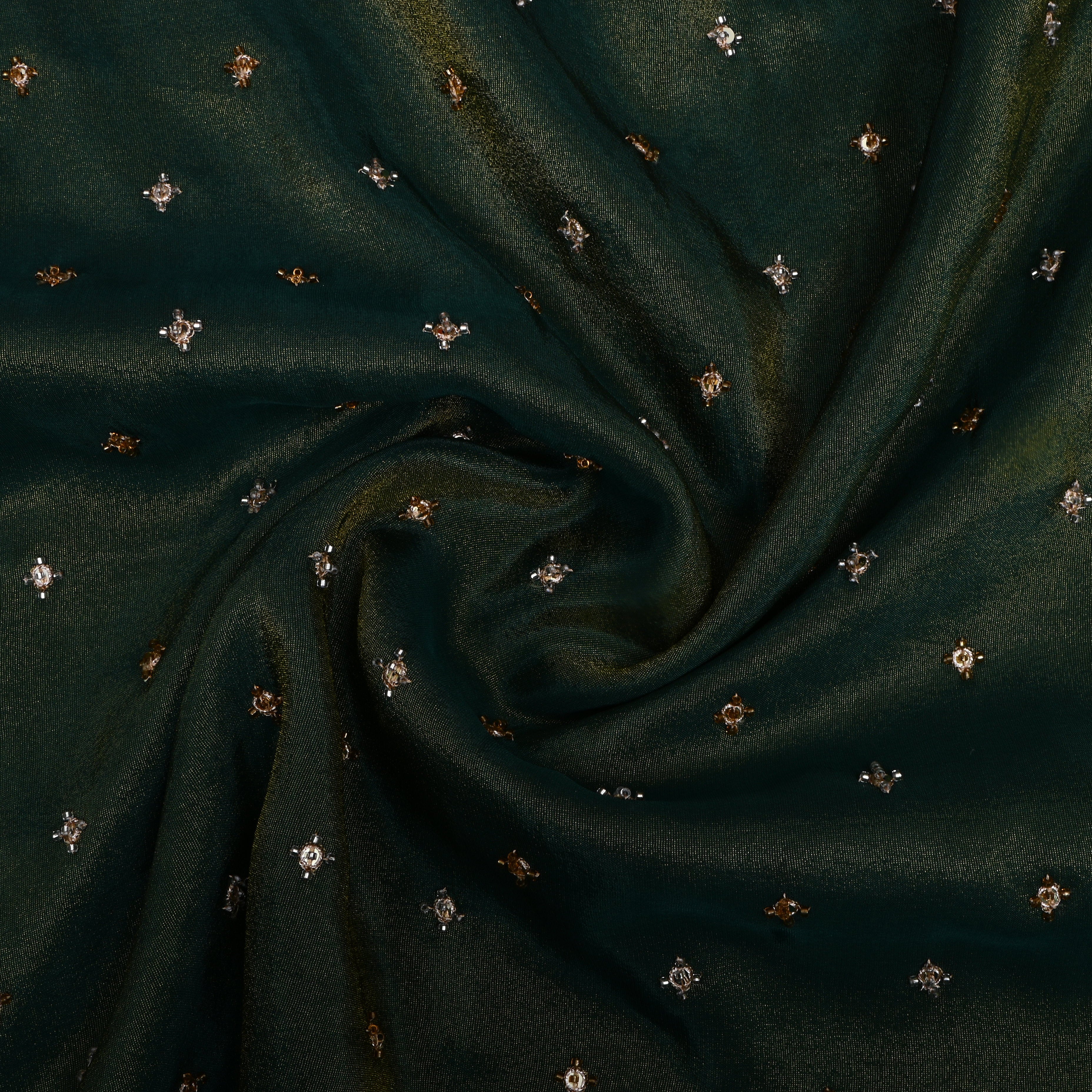 Sea Green Bead Work Tissue Fabric