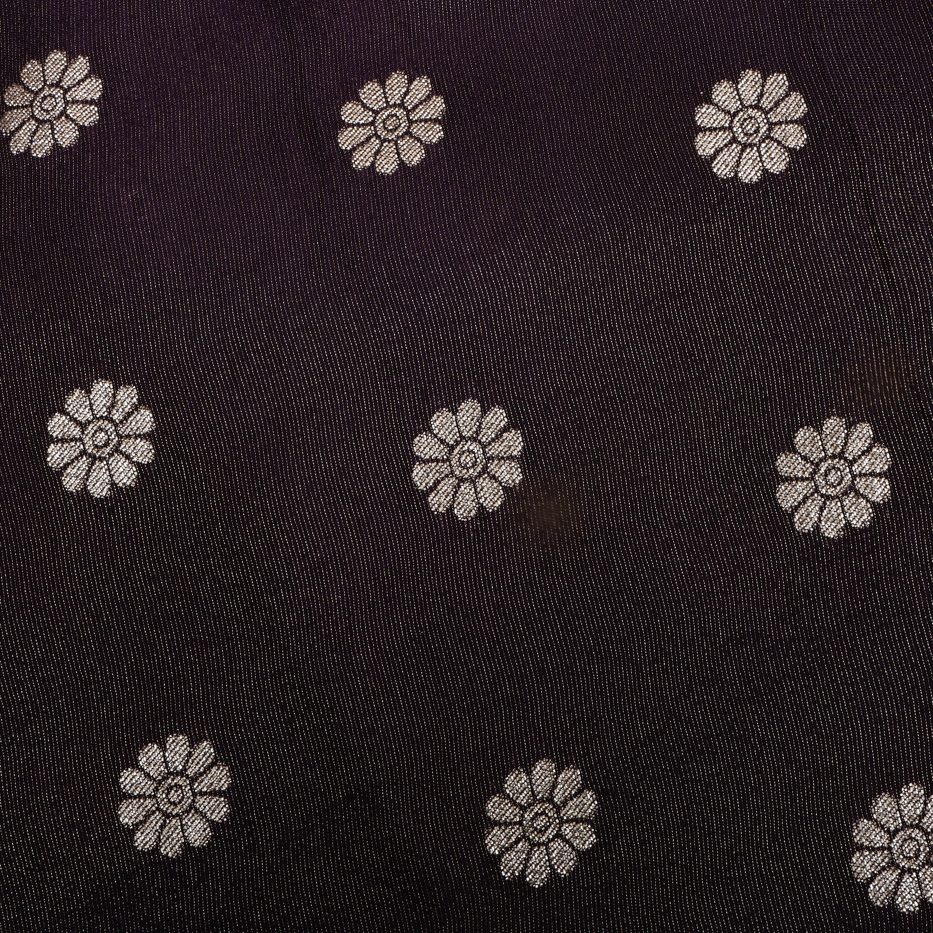 Deep Purple Zari Embroidered Tissue Fabric