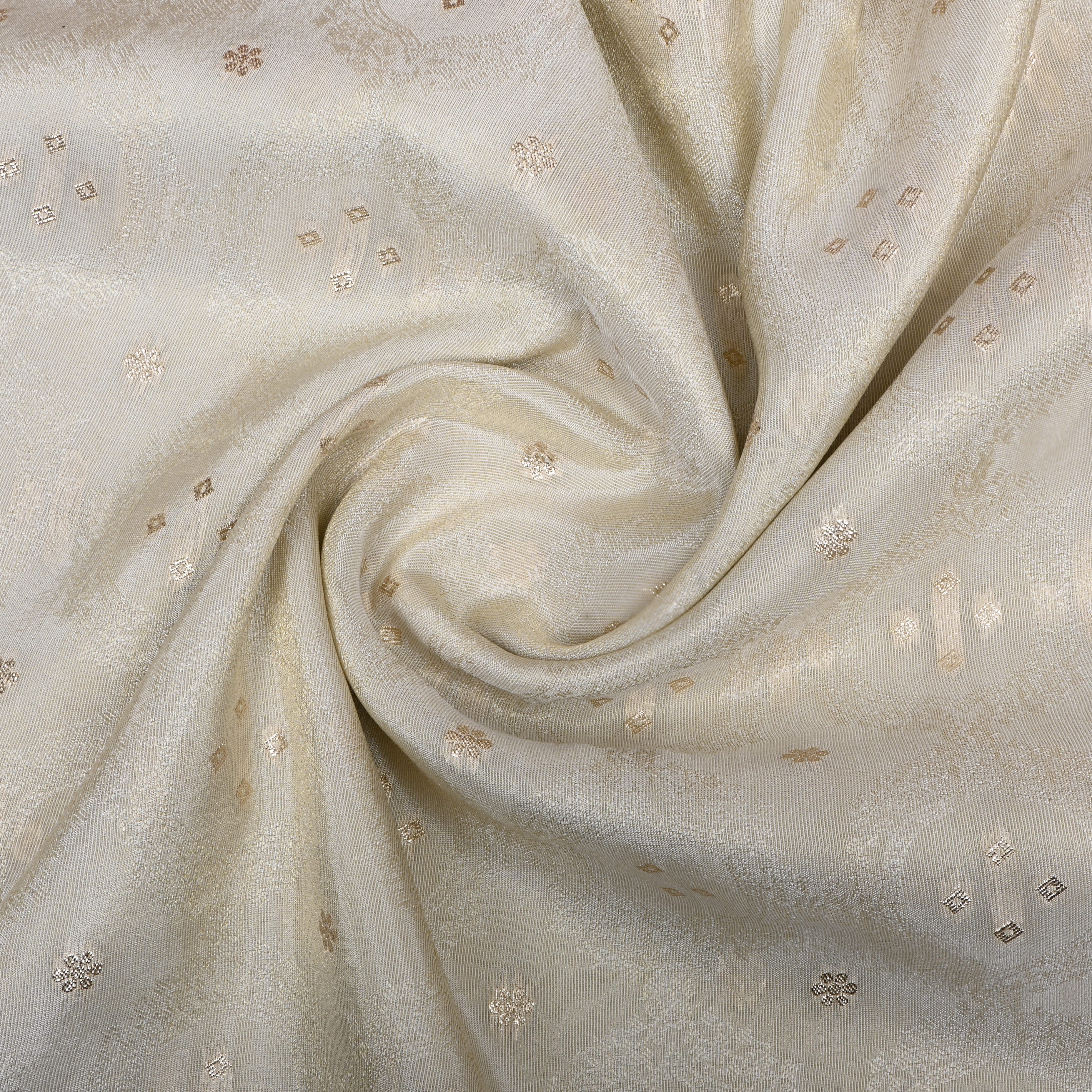 Dull White Zari Embroidered Tissue Fabric