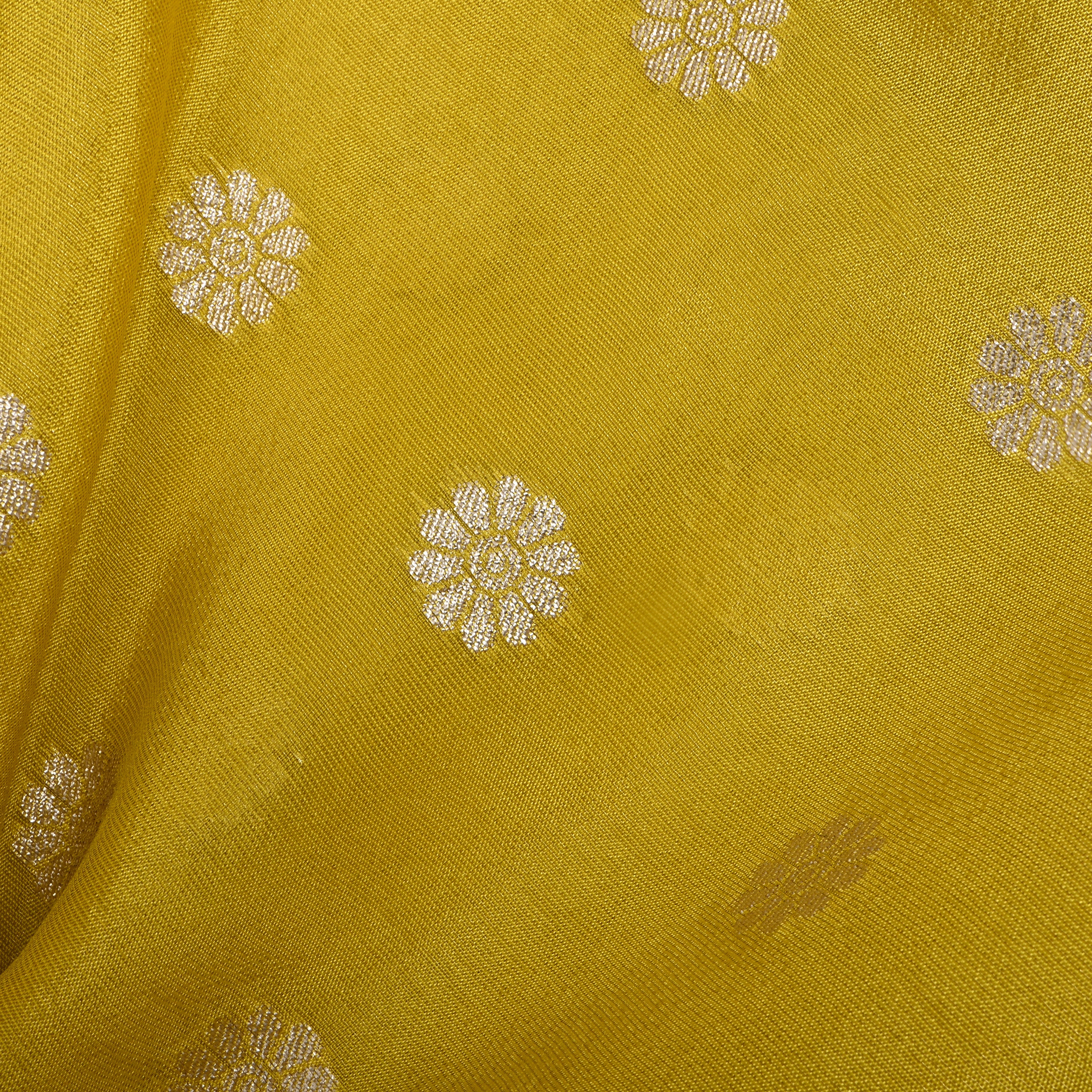 Lime Yellow Zari Woven Tissue Fabric