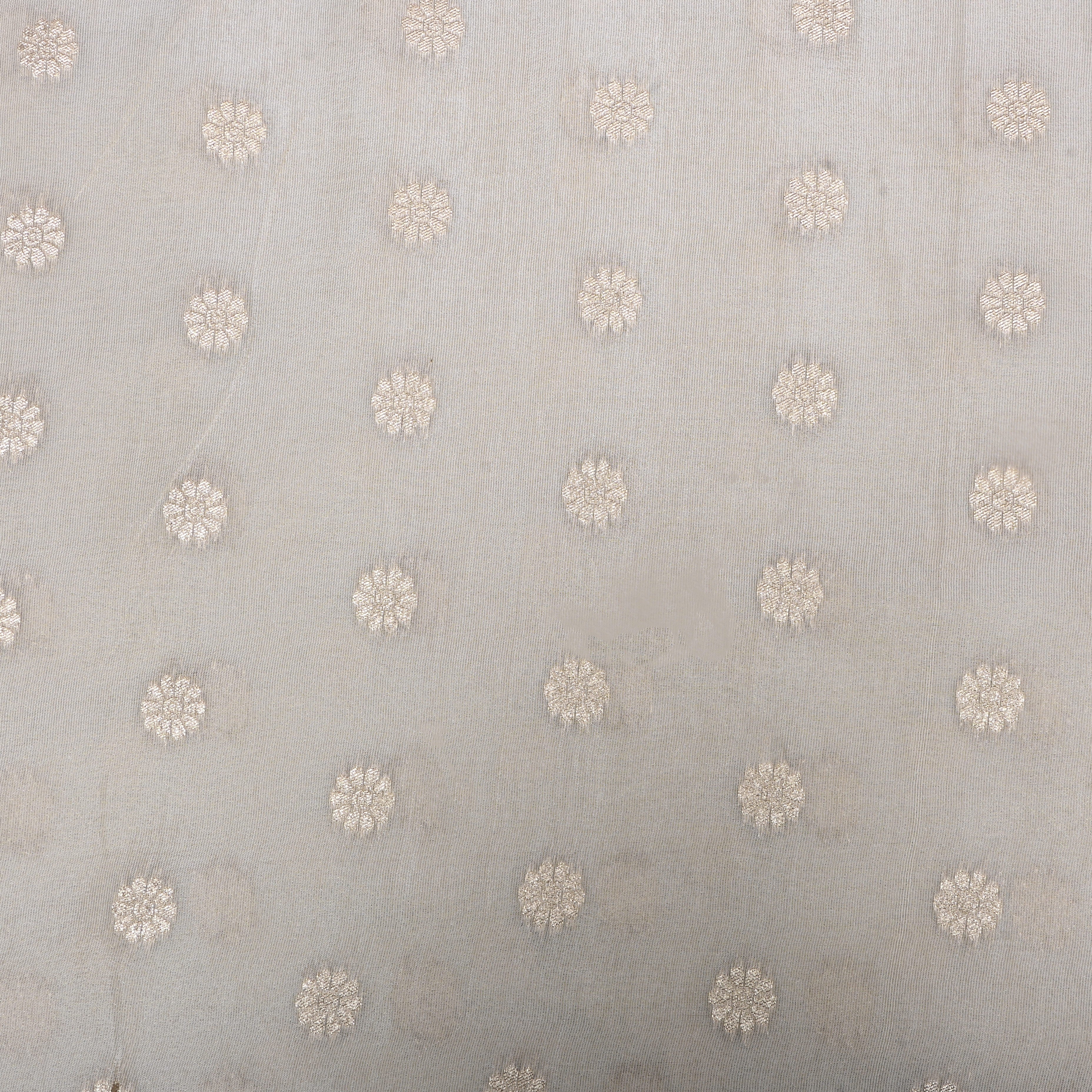 Golden White Zari Embroidered Tissue Fabric
