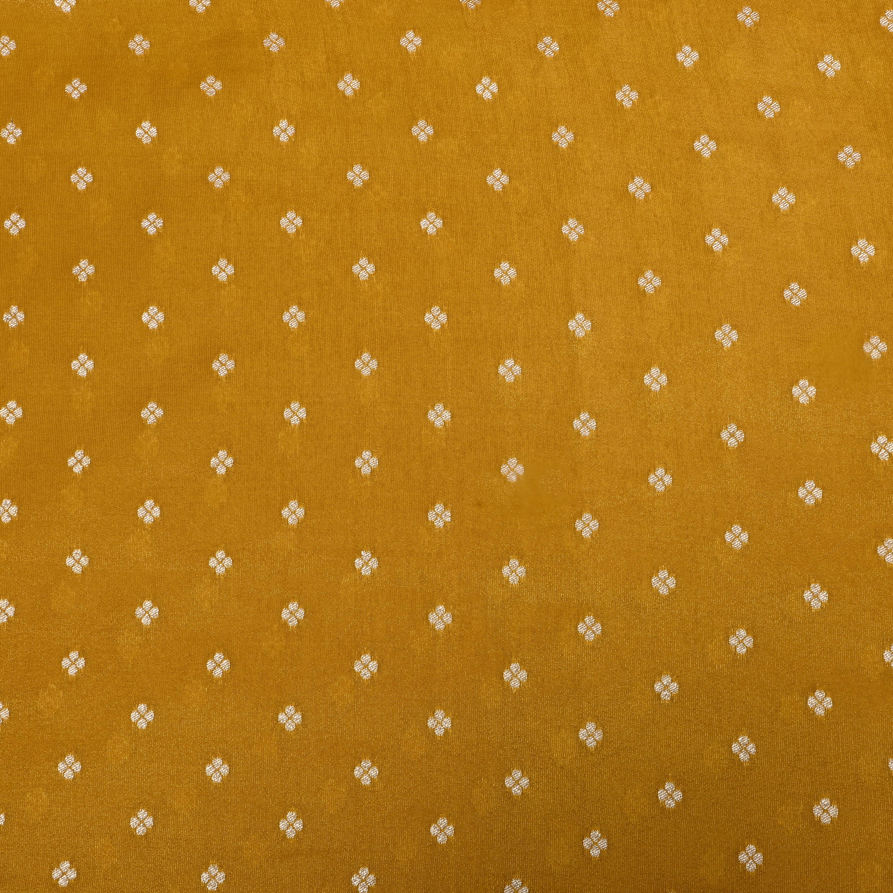Amber Yellow Floral Zari Motif Tissue Fabric