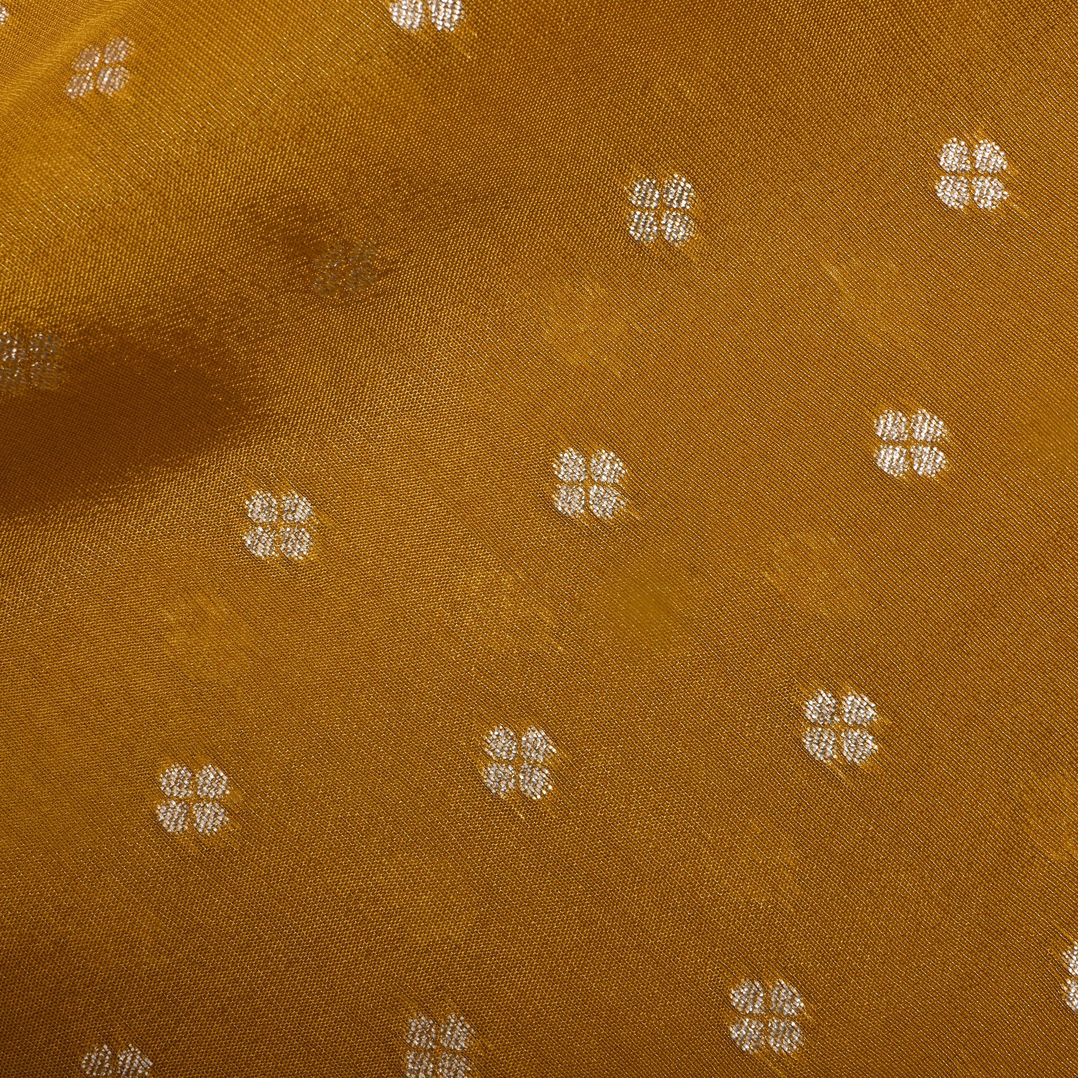 Amber Yellow Floral Zari Motif Tissue Fabric