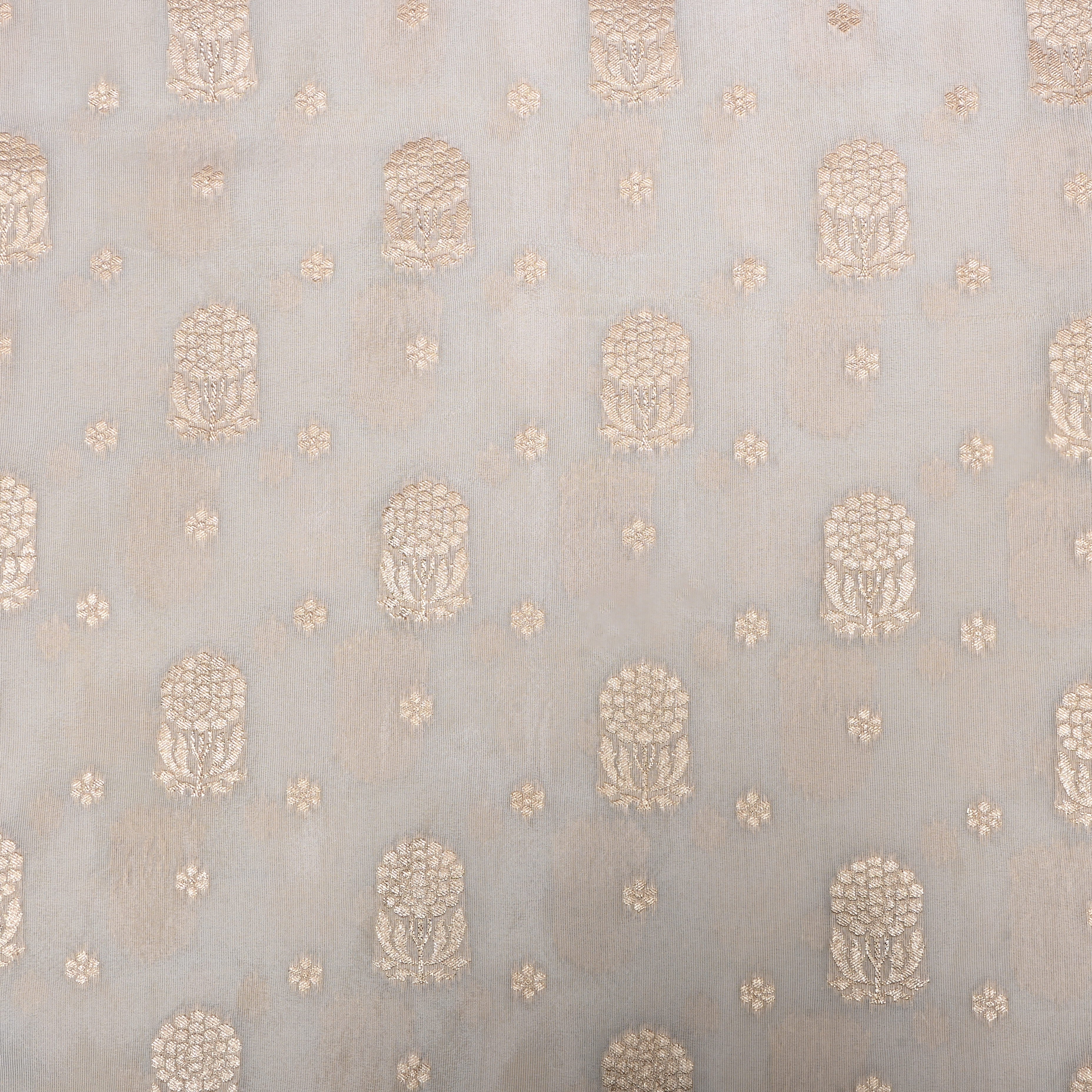 Silver Floral Jamawar Tissue Fabric