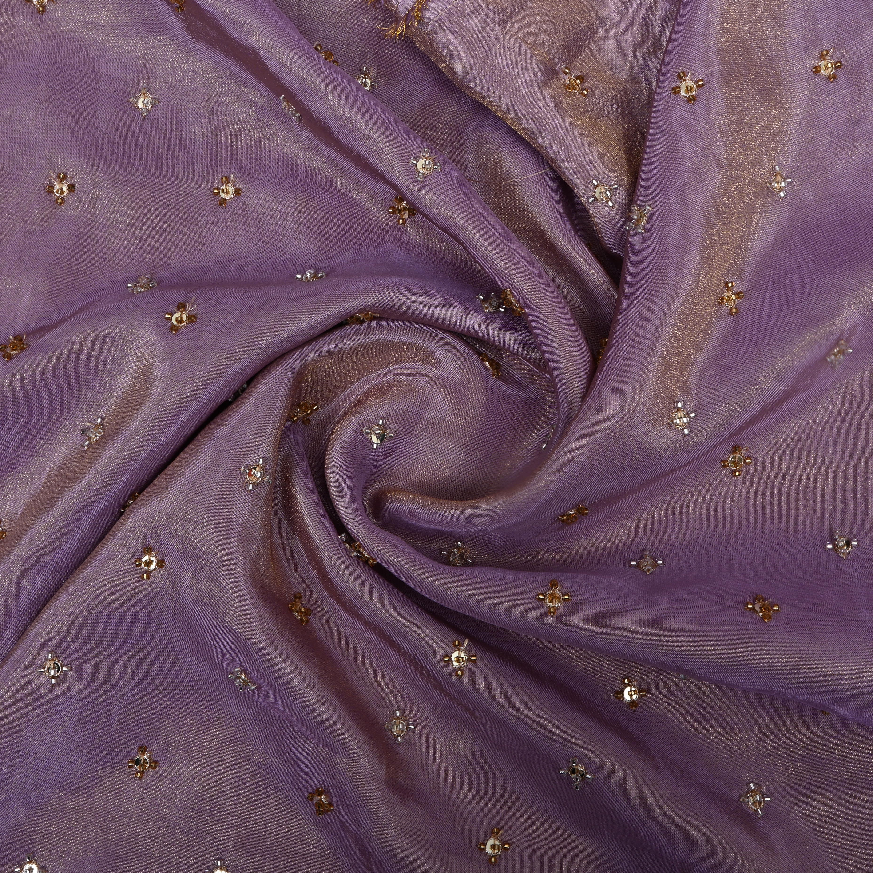 Heather Purple Beadwork Tissue Fabric